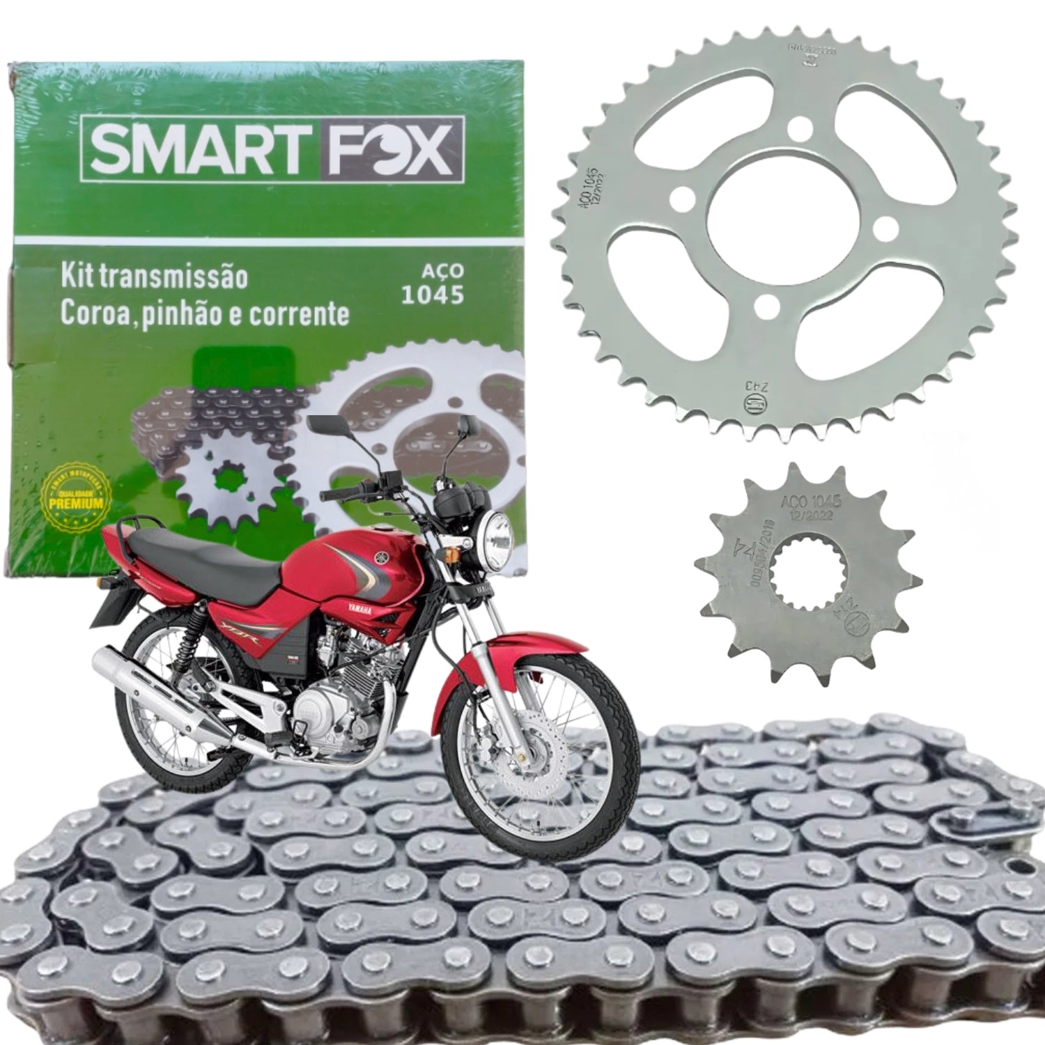 Kit Relação Corrente Coroa Pinhão Ybr 125 2000 2001 2002