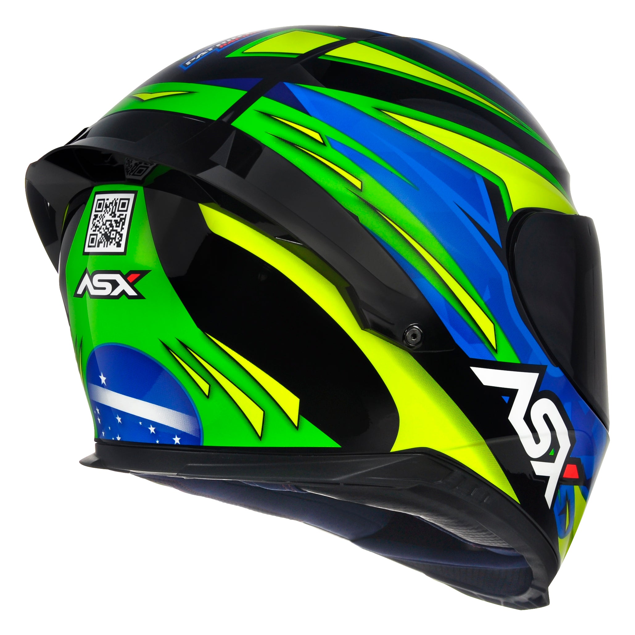 Capacete ASX Eagle Racing Patriot Brilho Preto/Azul/Amarelo