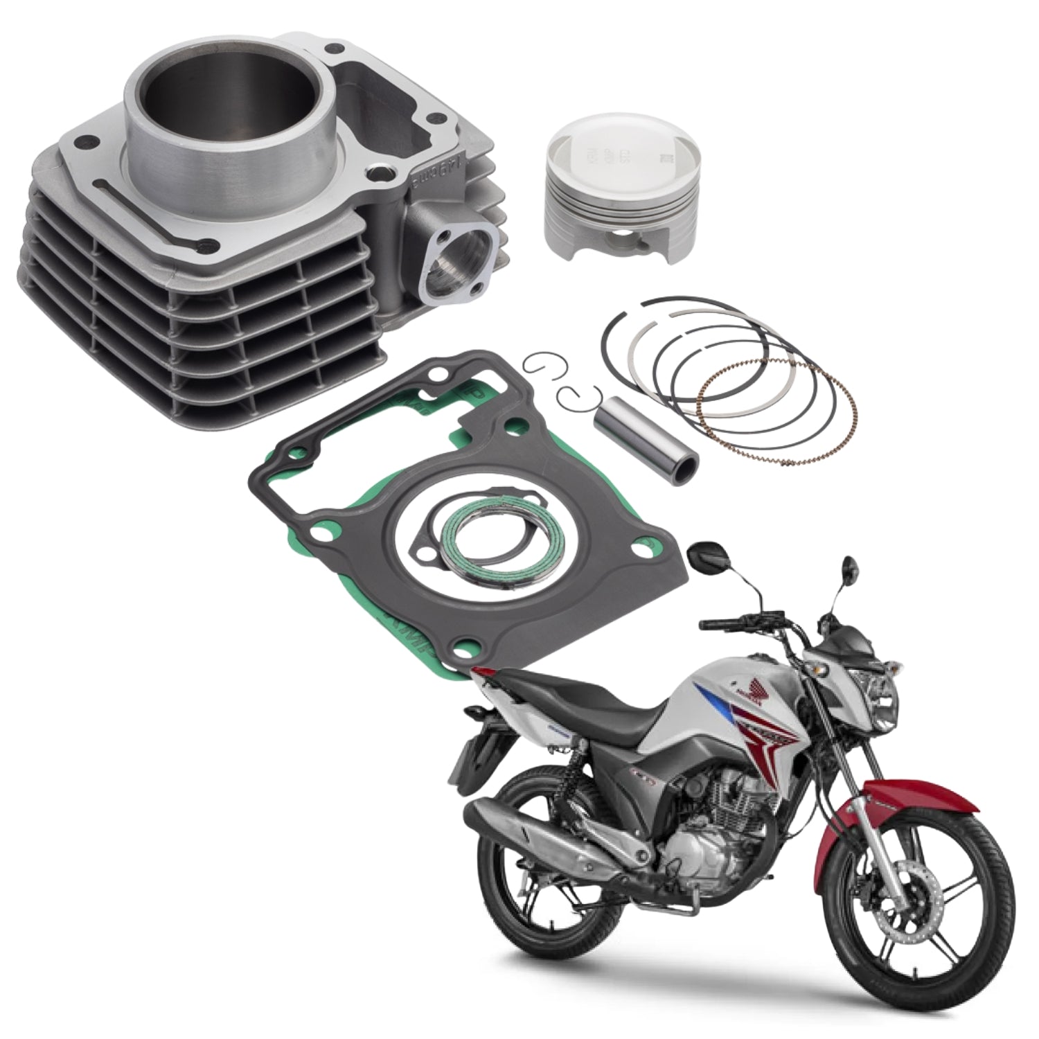 KIT COM CILINDRO PISTAO KMP DYAMOND HONDA CG TITAN FAN 150