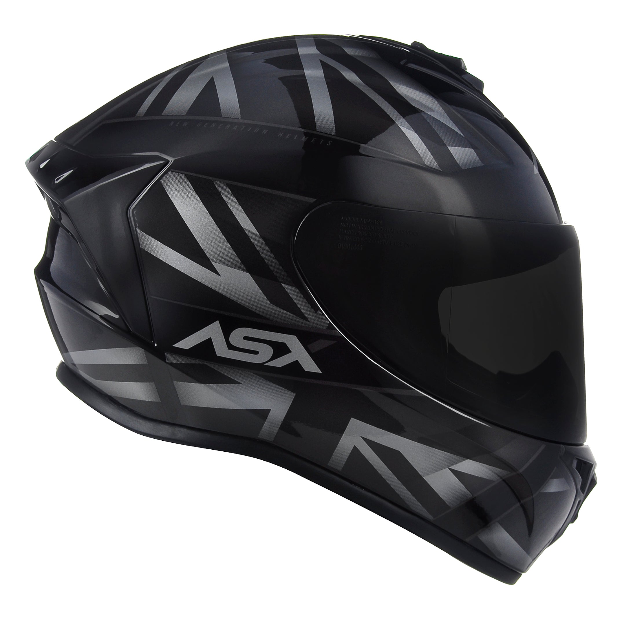 Capacete ASX Draken Uk Brilho Preto/Cinza