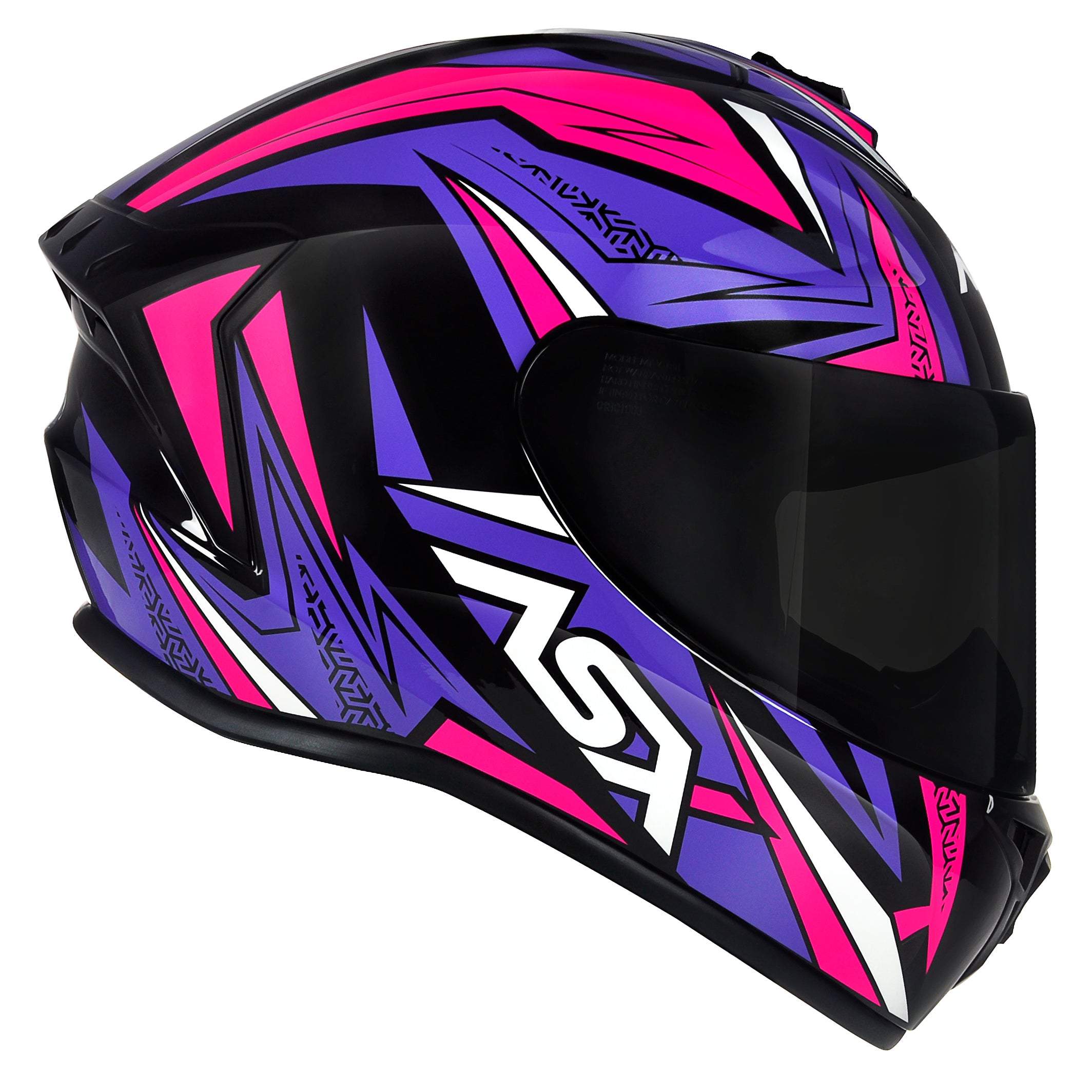 Capacete ASX Draken Vector Brilho Preto/Lilas/Rosa