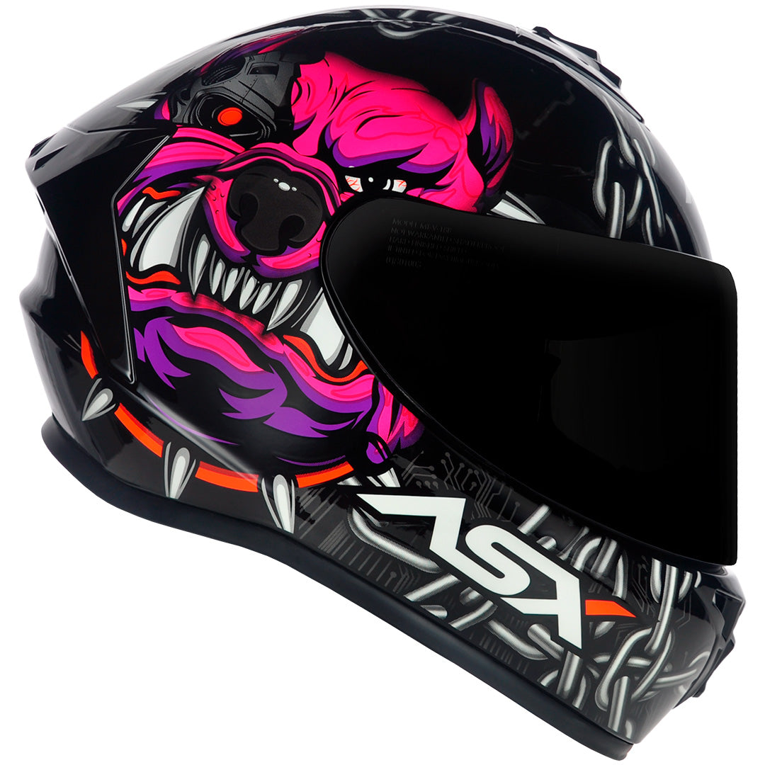 Capacete ASX draken Bull Cyber Brilho Preto/rosa