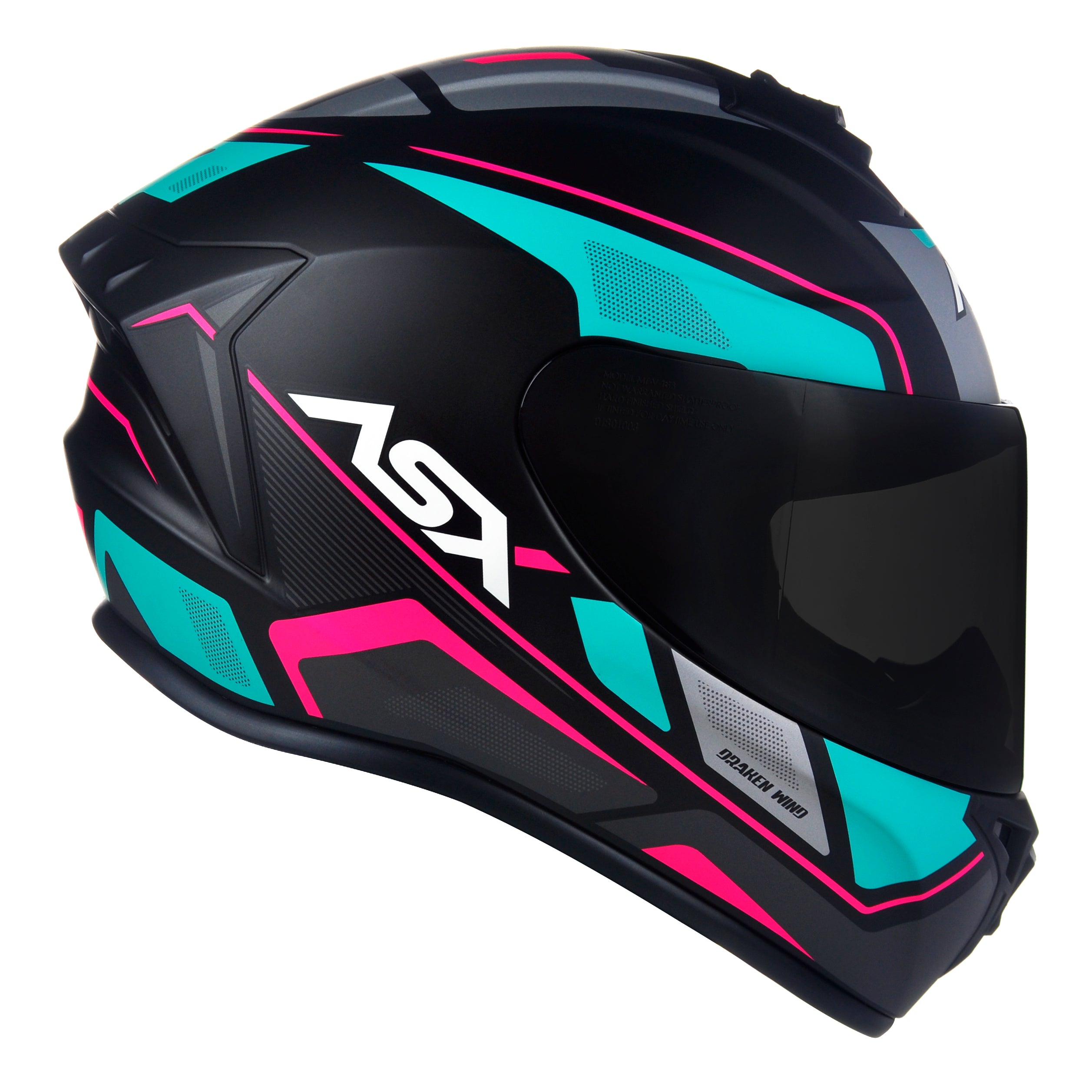 Capacete ASX Draken Wind Fosco Preto/Tiffany/Rosa