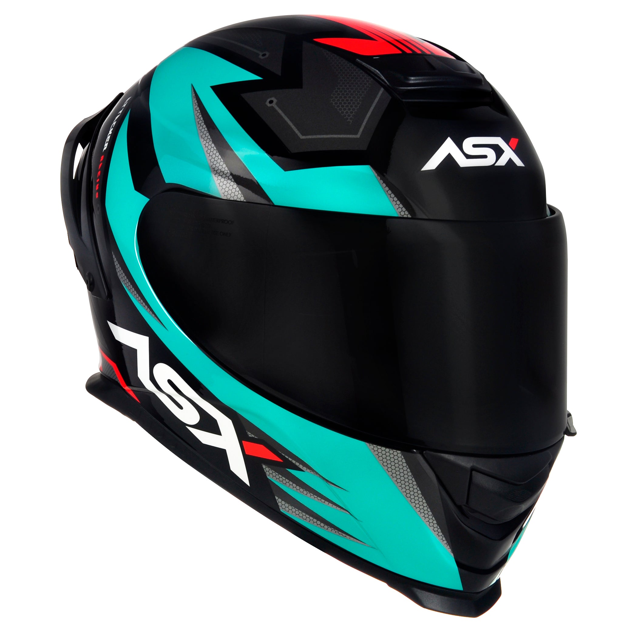 Capacete ASX Eagle Racing Attacker Brilho Preto/Grafite/Tiffany