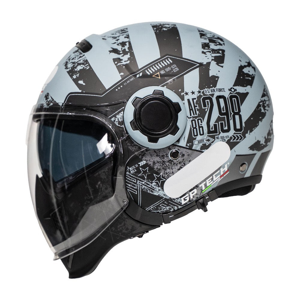 CAPACETE MOTO GP TECH ZOOM C/ OCULOS CAMUFLADO AZUL PRETO