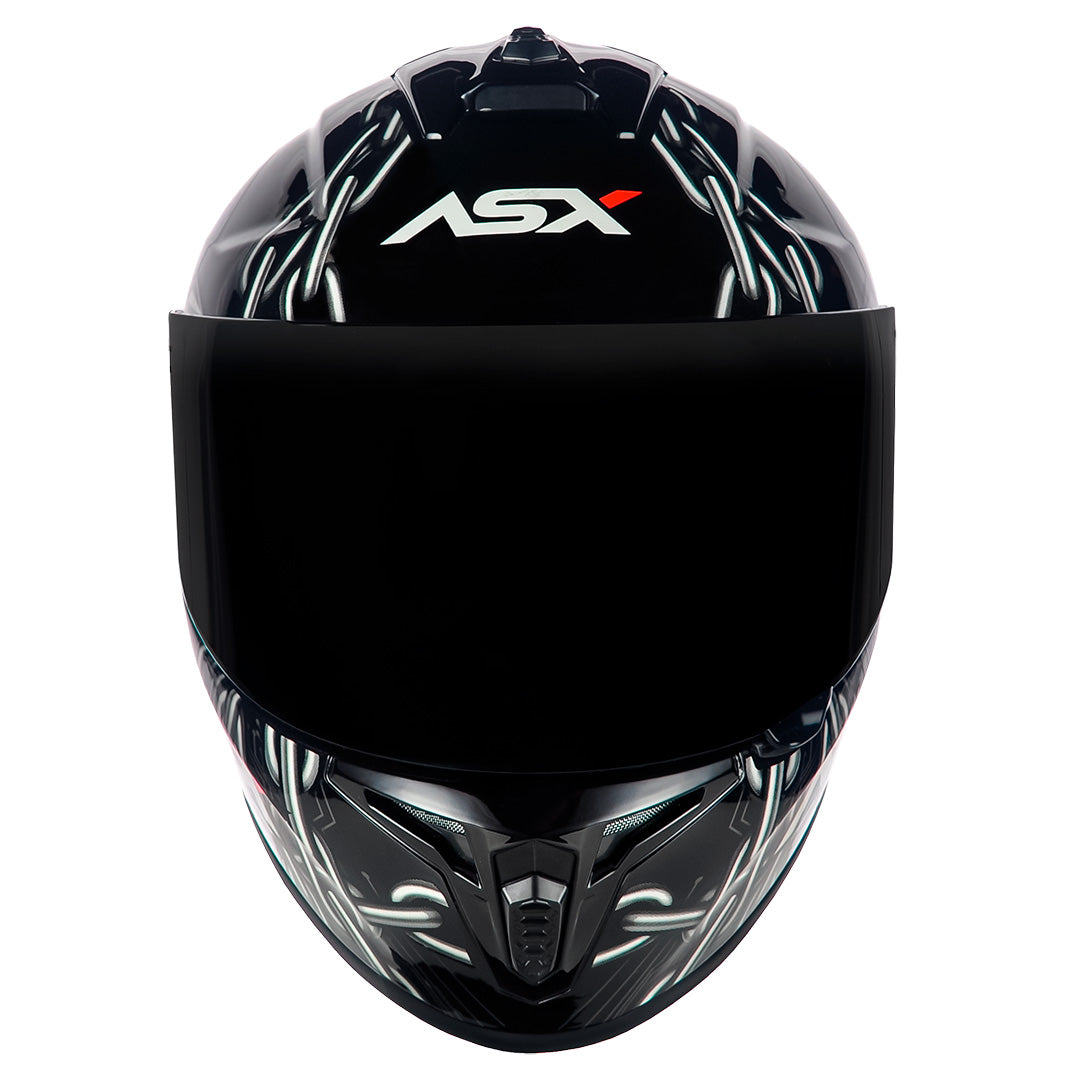 Capacete ASX draken Bull Cyber Brilho Preto/Azul