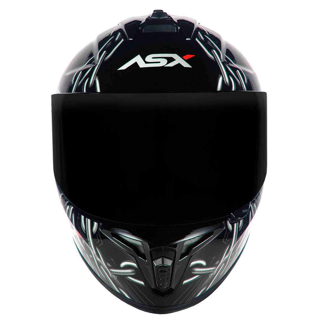 Capacete ASX draken Bull Cyber Brilho Preto/rosa