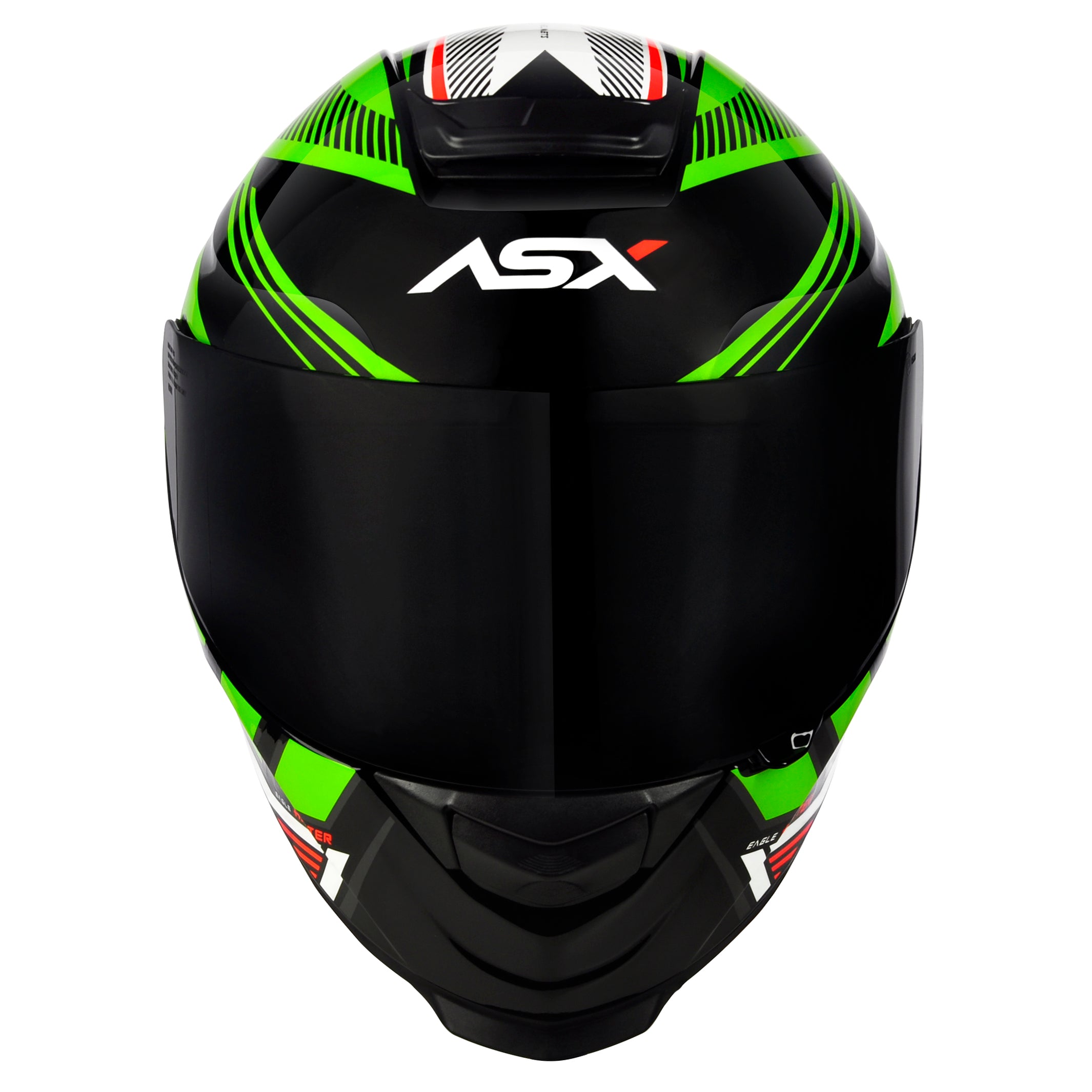 Capacete ASX Eagle Hunter Brilho Preto/Branco/Verde