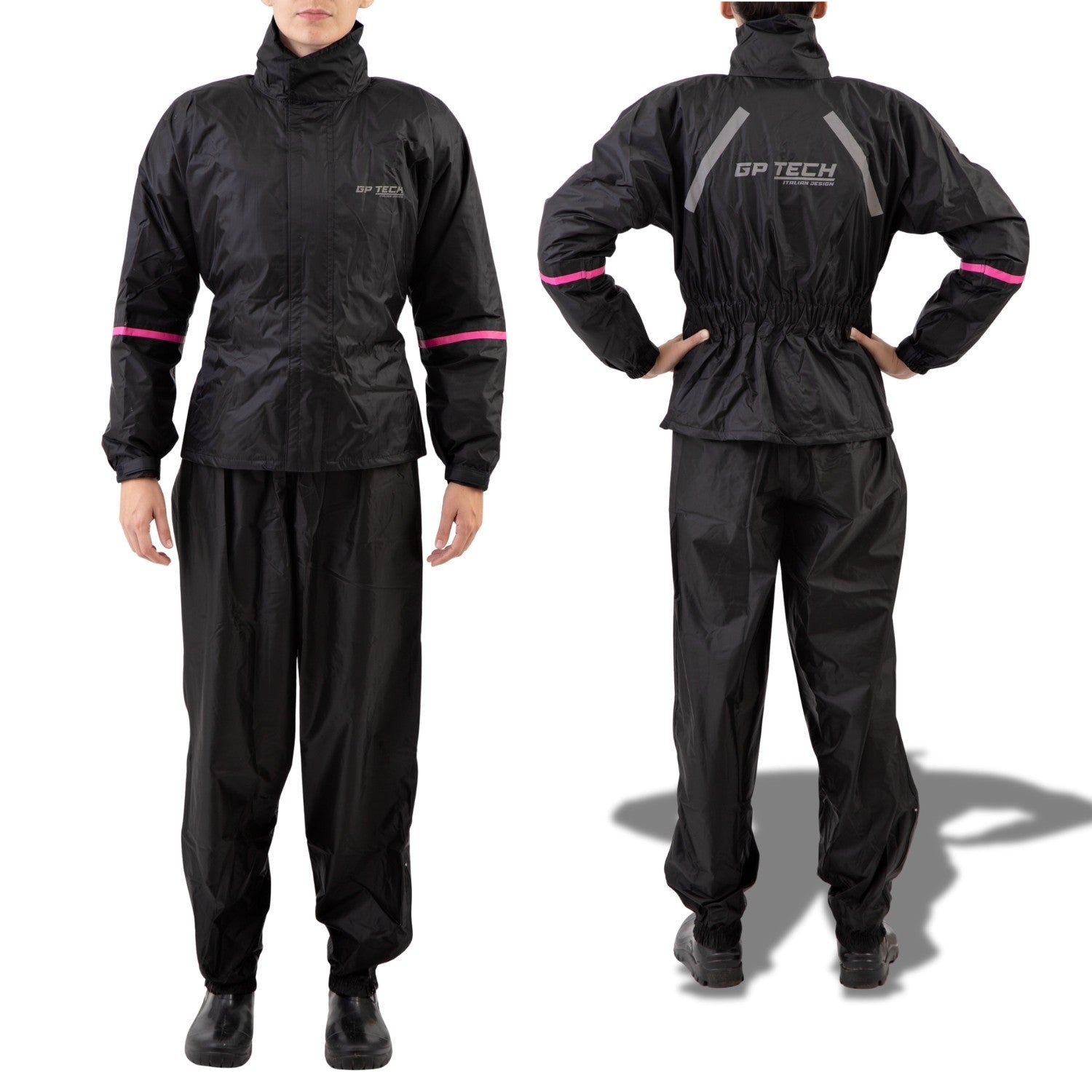 Conjunto Capa de chuva Feminina GP Tech Essence Premium Preto Rosa