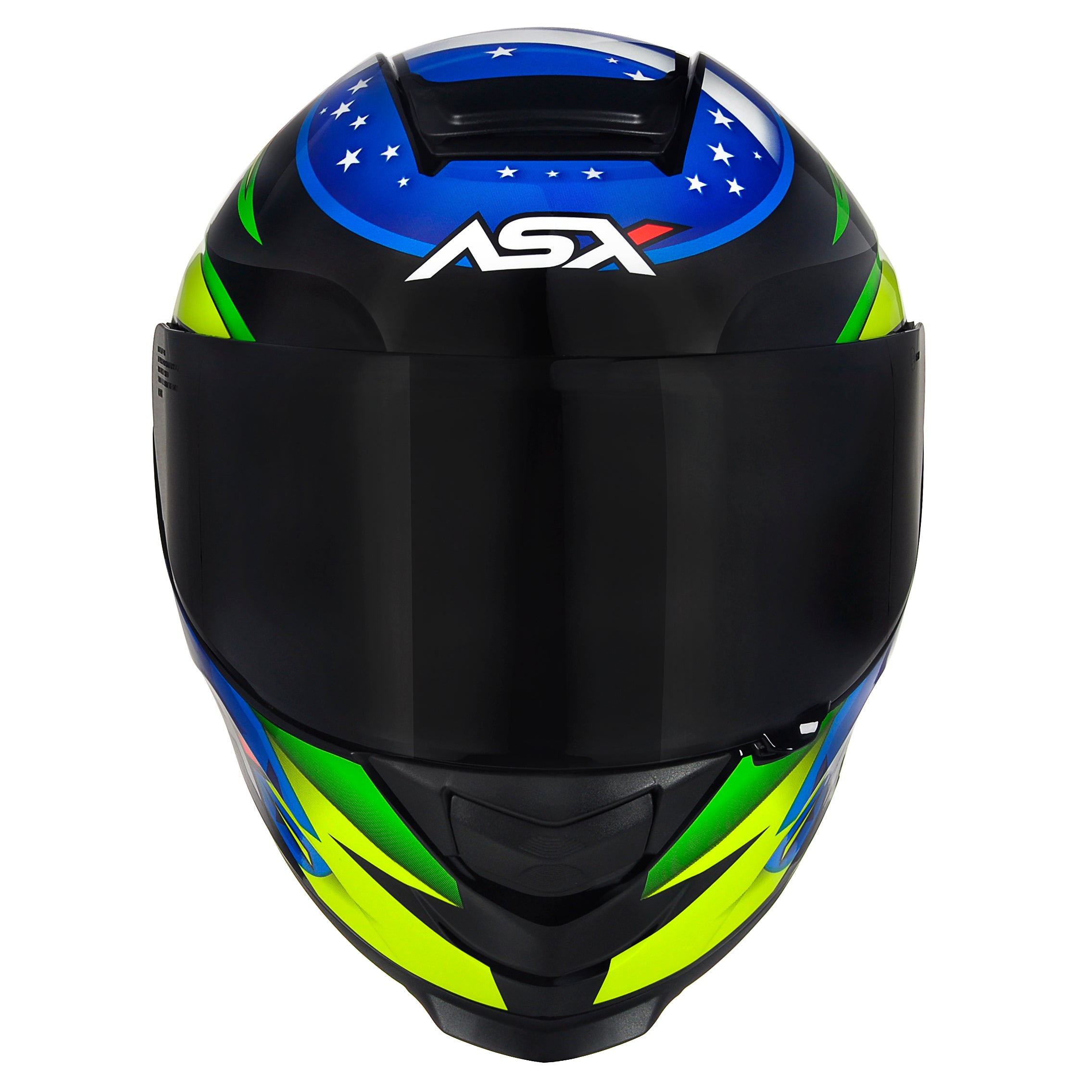 Capacete ASX Eagle Racing Patriot Brilho Preto/Azul/Amarelo