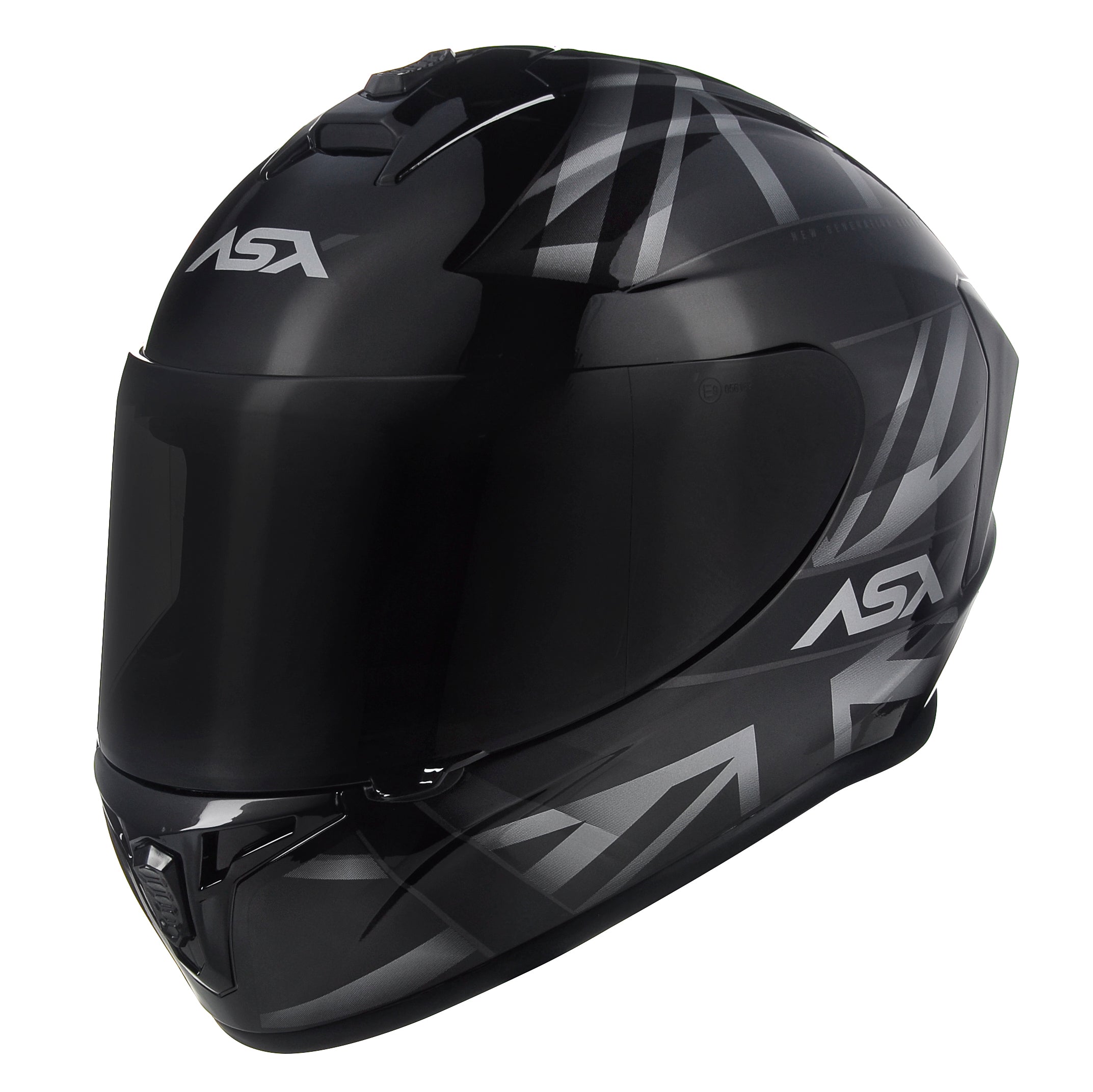 Capacete ASX Draken Uk Brilho Preto/Cinza