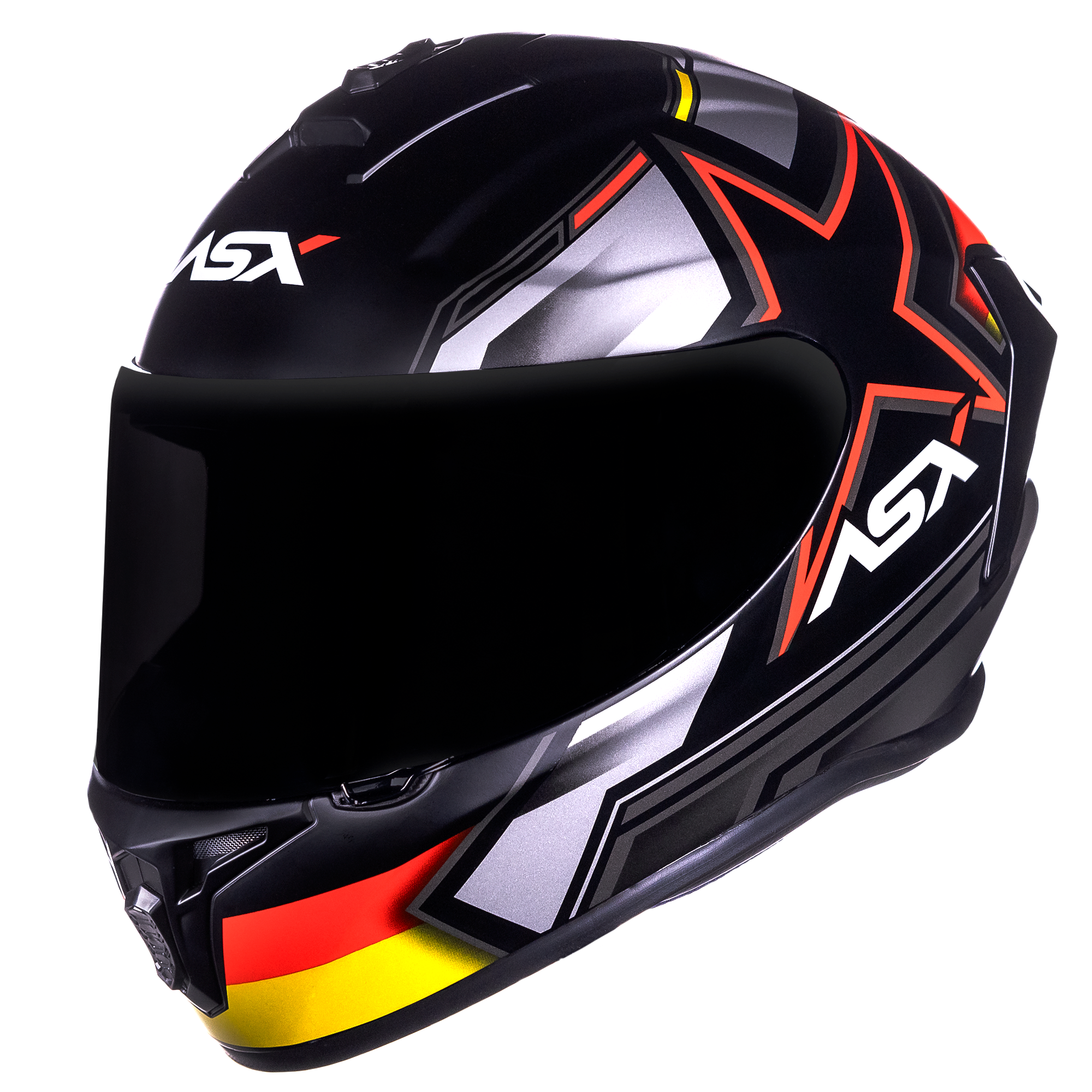 Capacete ASX draken Pilot Fosco Preto/Vermelho/Amarelo