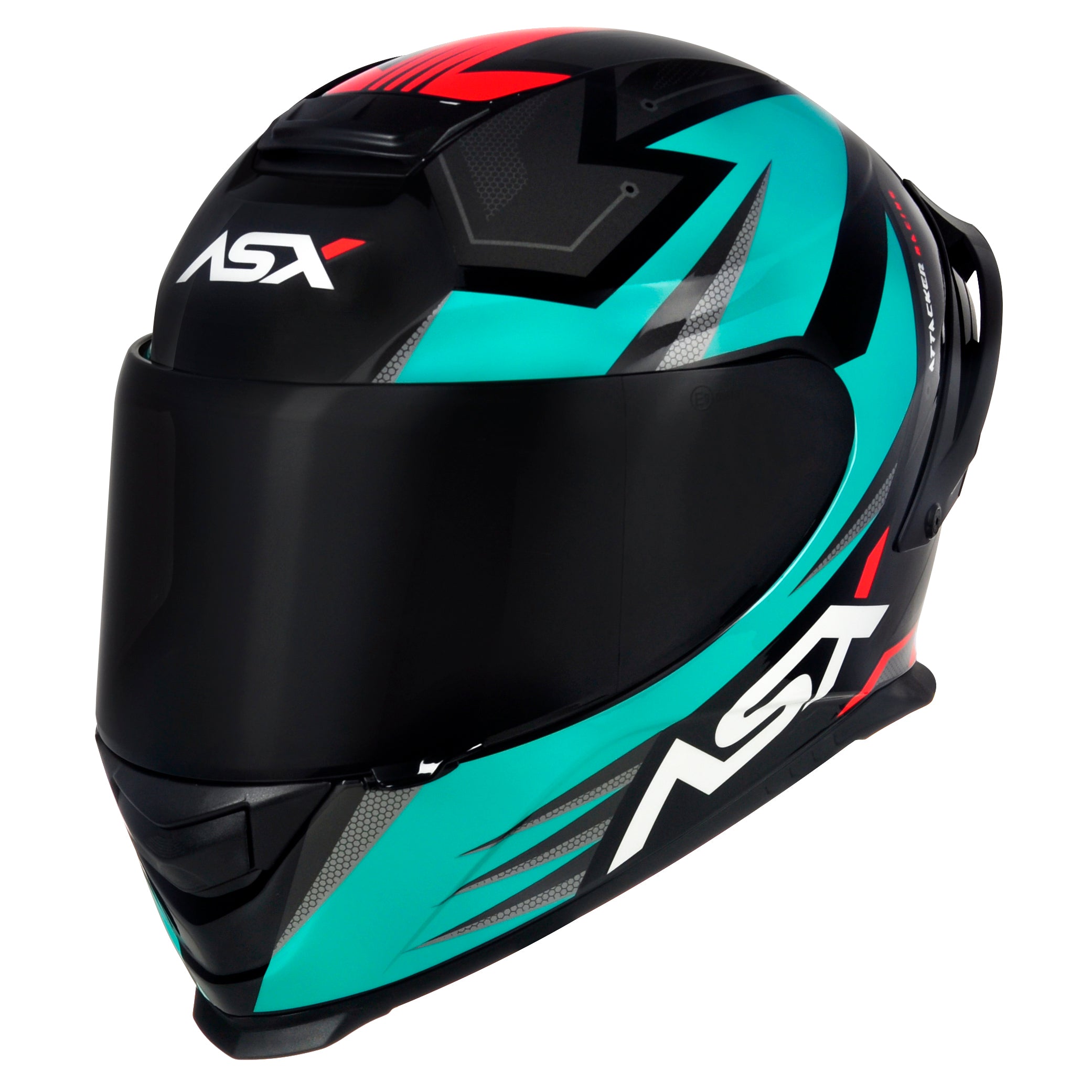 Capacete ASX Eagle Racing Attacker Brilho Preto/Grafite/Tiffany