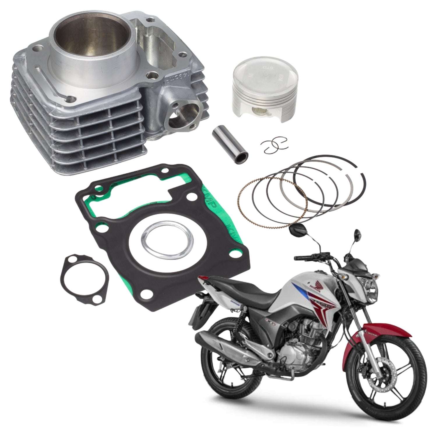 KIT COM CILINDRO PISTAO KMP HONDA CG TITAN FAN 150