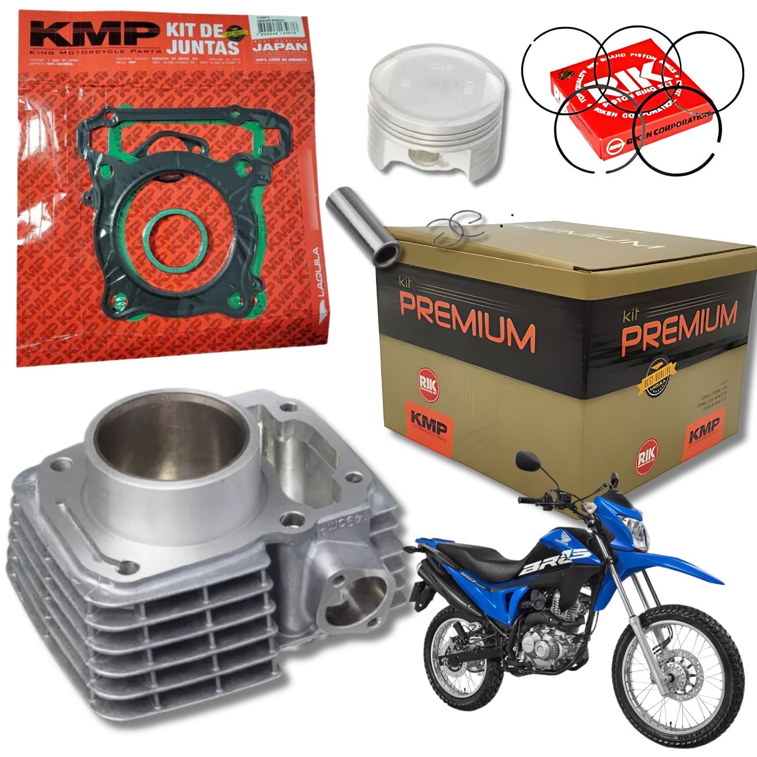 KIT PREMIUM COM CILINDRO PISTAO KMP HONDA CG TITAN FAN 160