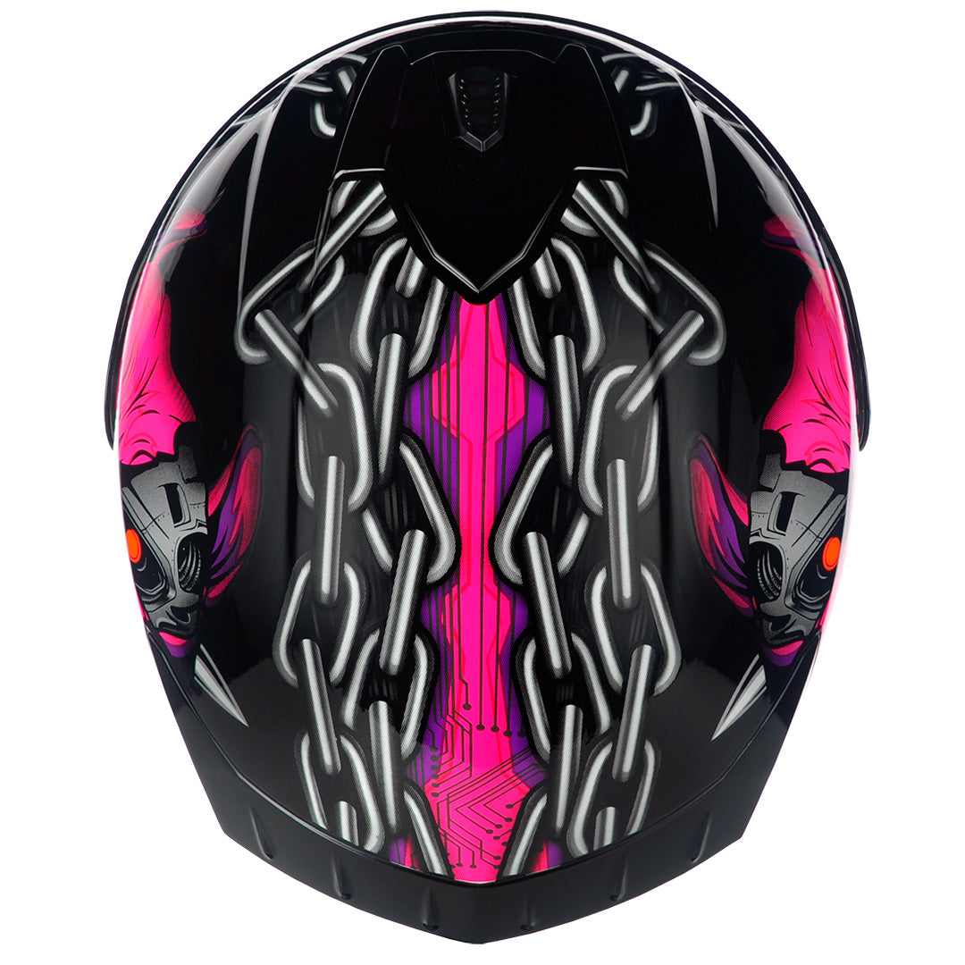 Capacete ASX draken Bull Cyber Brilho Preto/rosa