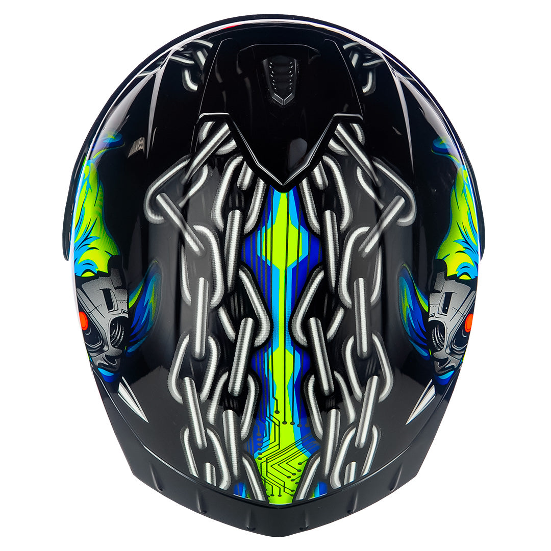 Capacete ASX draken Bull Cyber Brilho Preto/Azul
