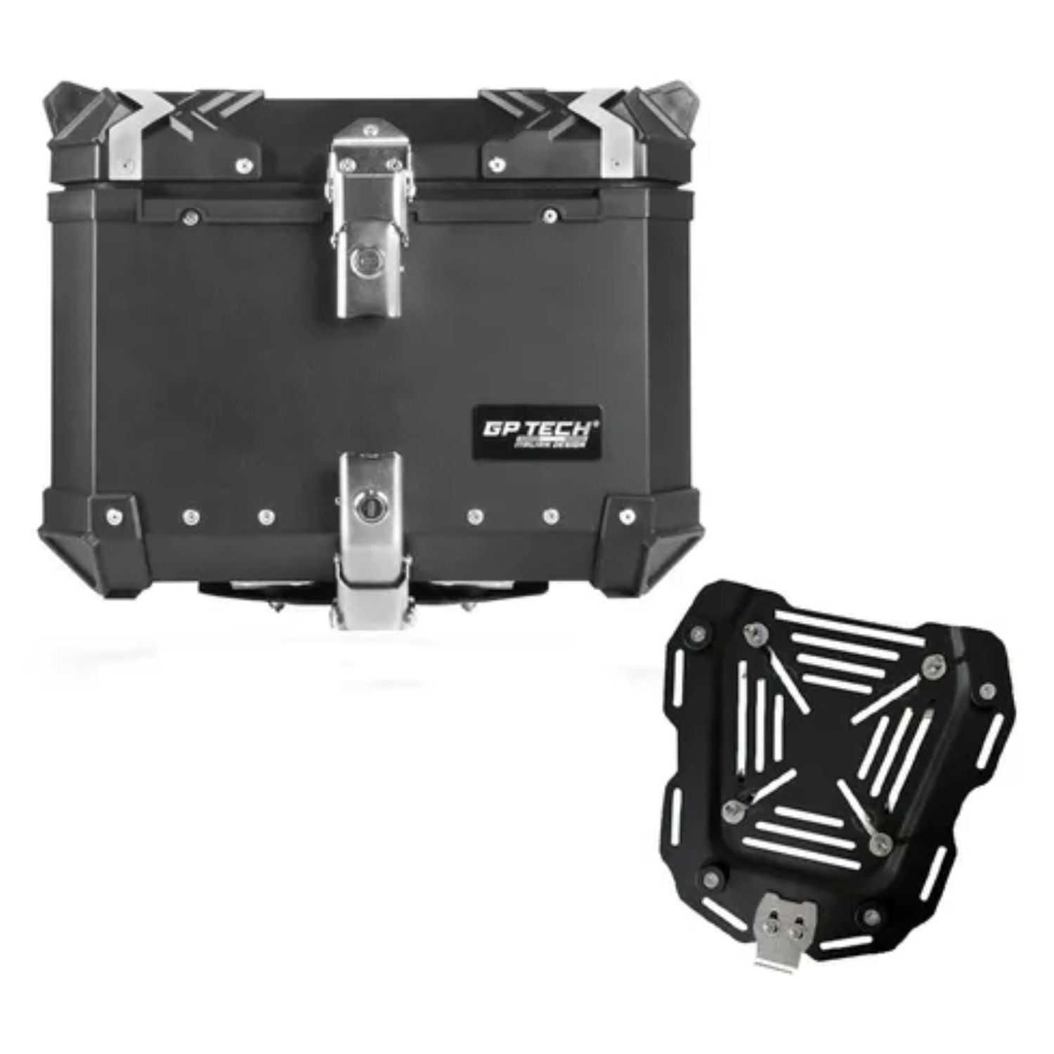 Bau para moto Gp Tech Traseiro Aluminio Preto 45 Litros M45