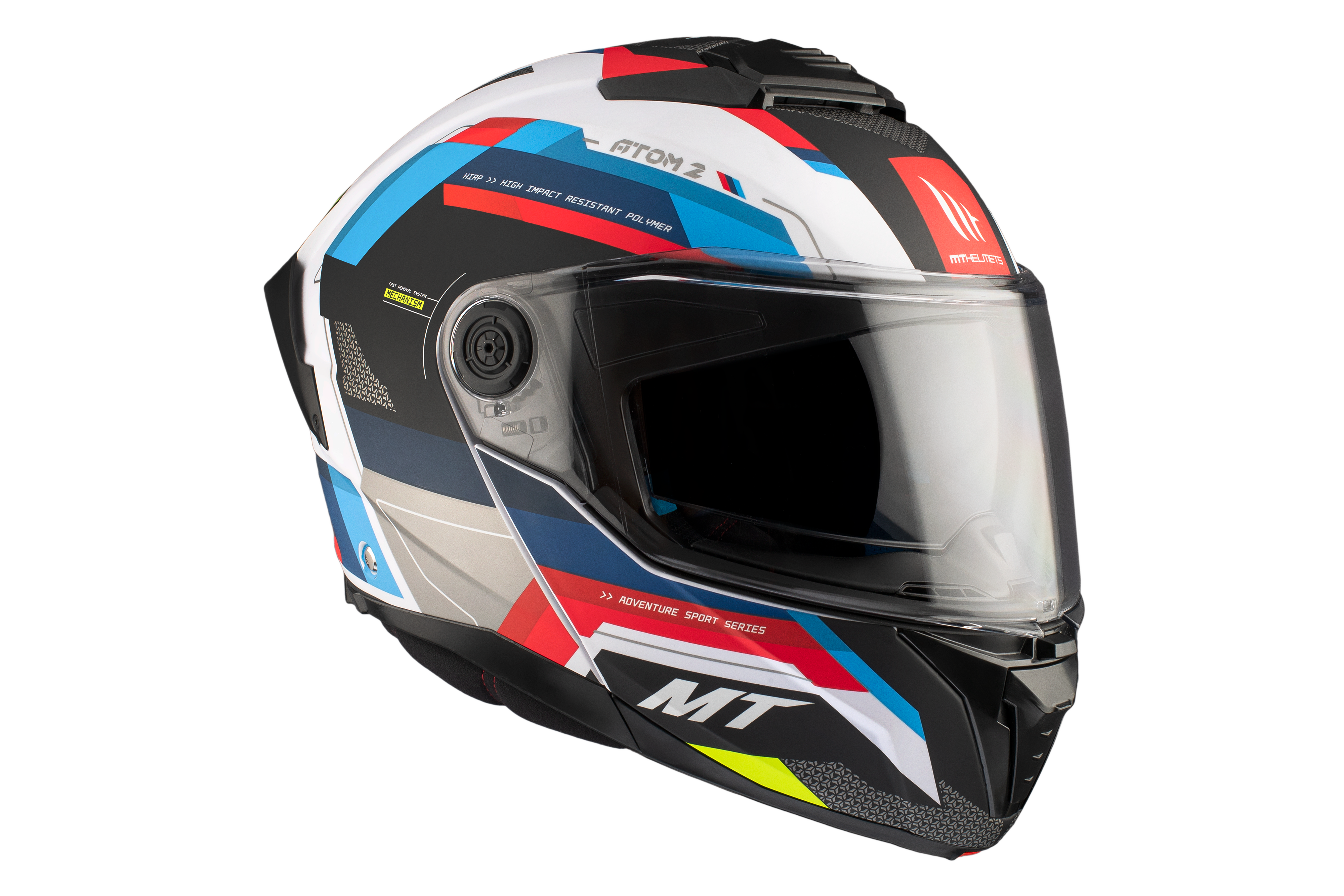 Capacete Mt Helmets Atom 2 SV BAST A0 Branco Pérola Brilhante