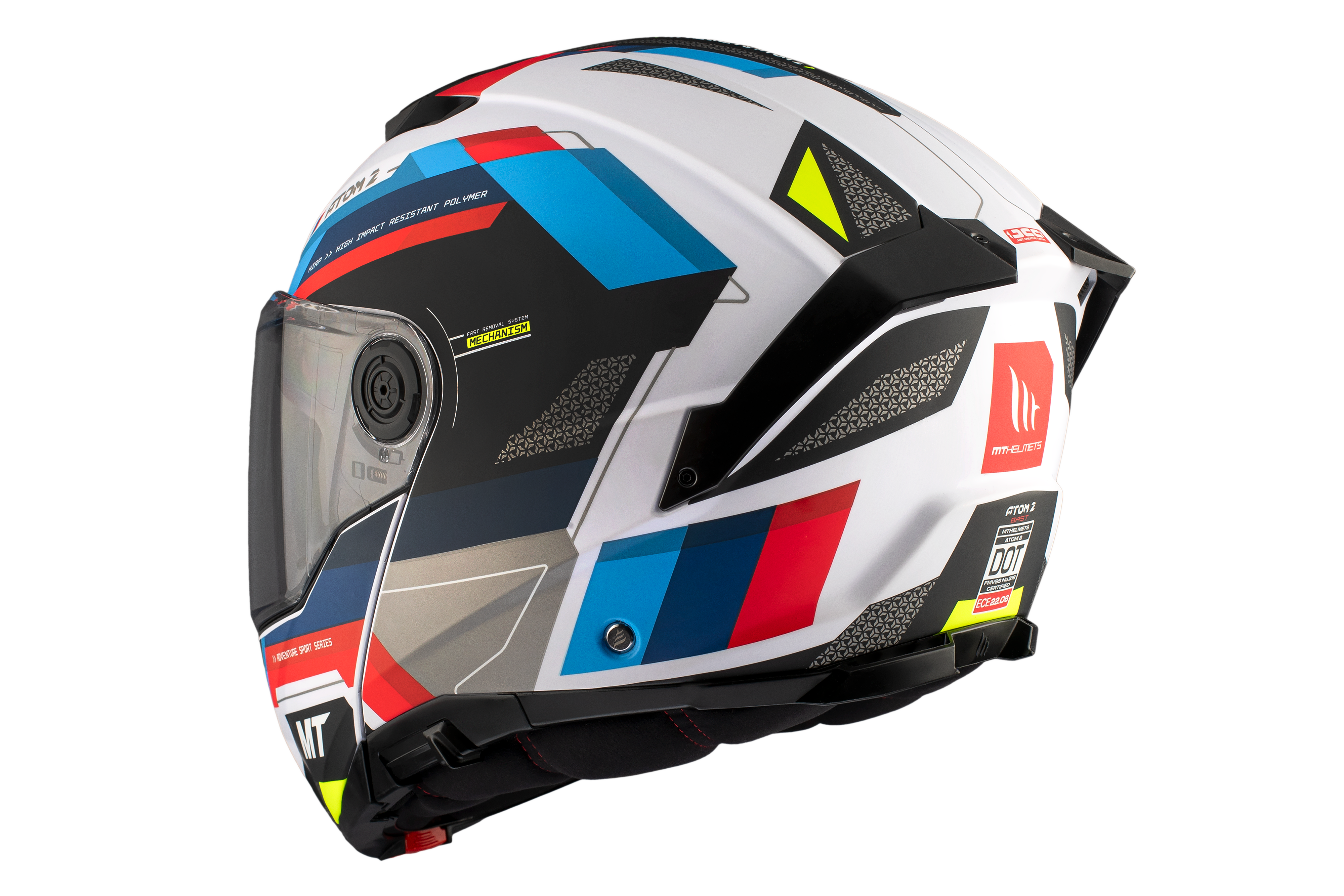 Capacete Mt Helmets Atom 2 SV BAST A0 Branco Pérola Brilhante