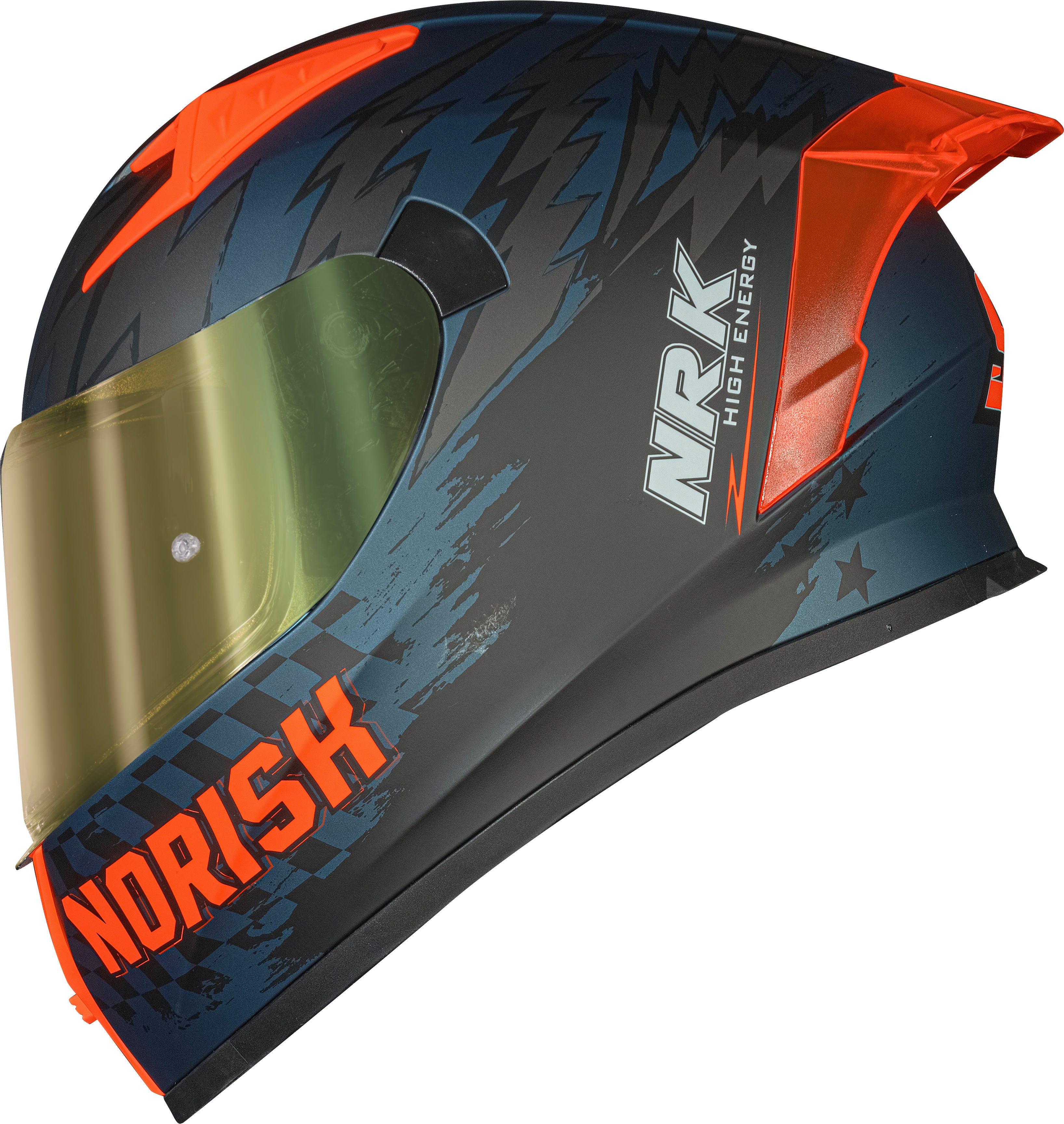 Capacete Norisk Flow Daytona Matte Azul Laranja