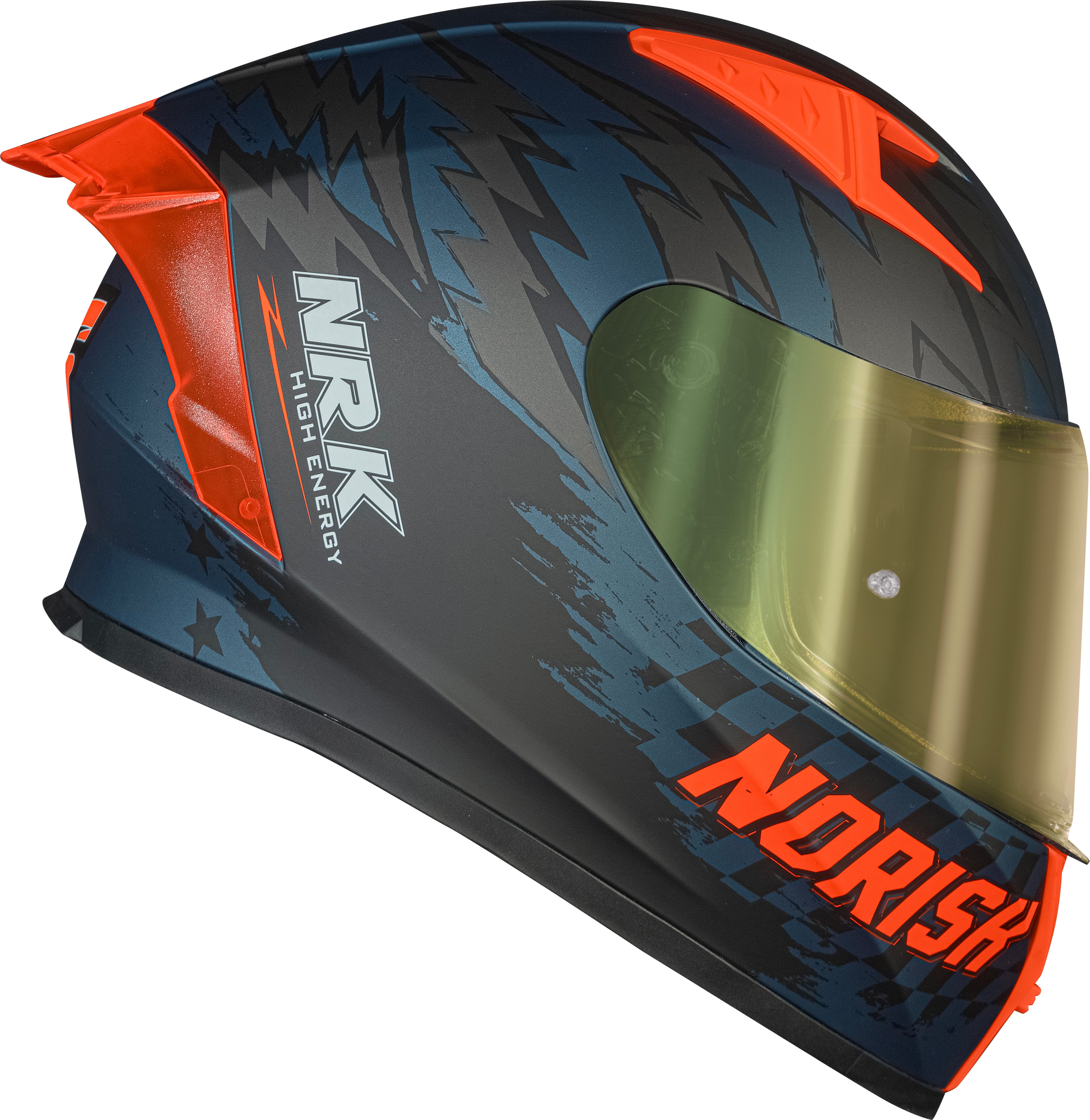 Capacete Norisk Flow Daytona Matte Azul Laranja