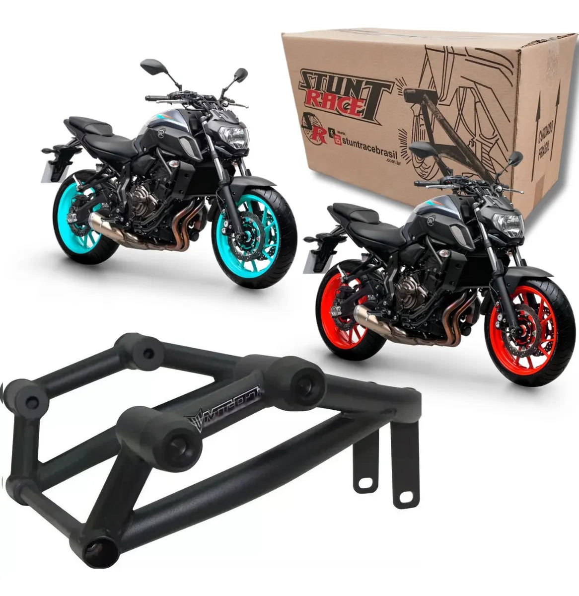Protetor Motor Carenagem Stunt Race Mt07 Mt 07 Preto Fosco
