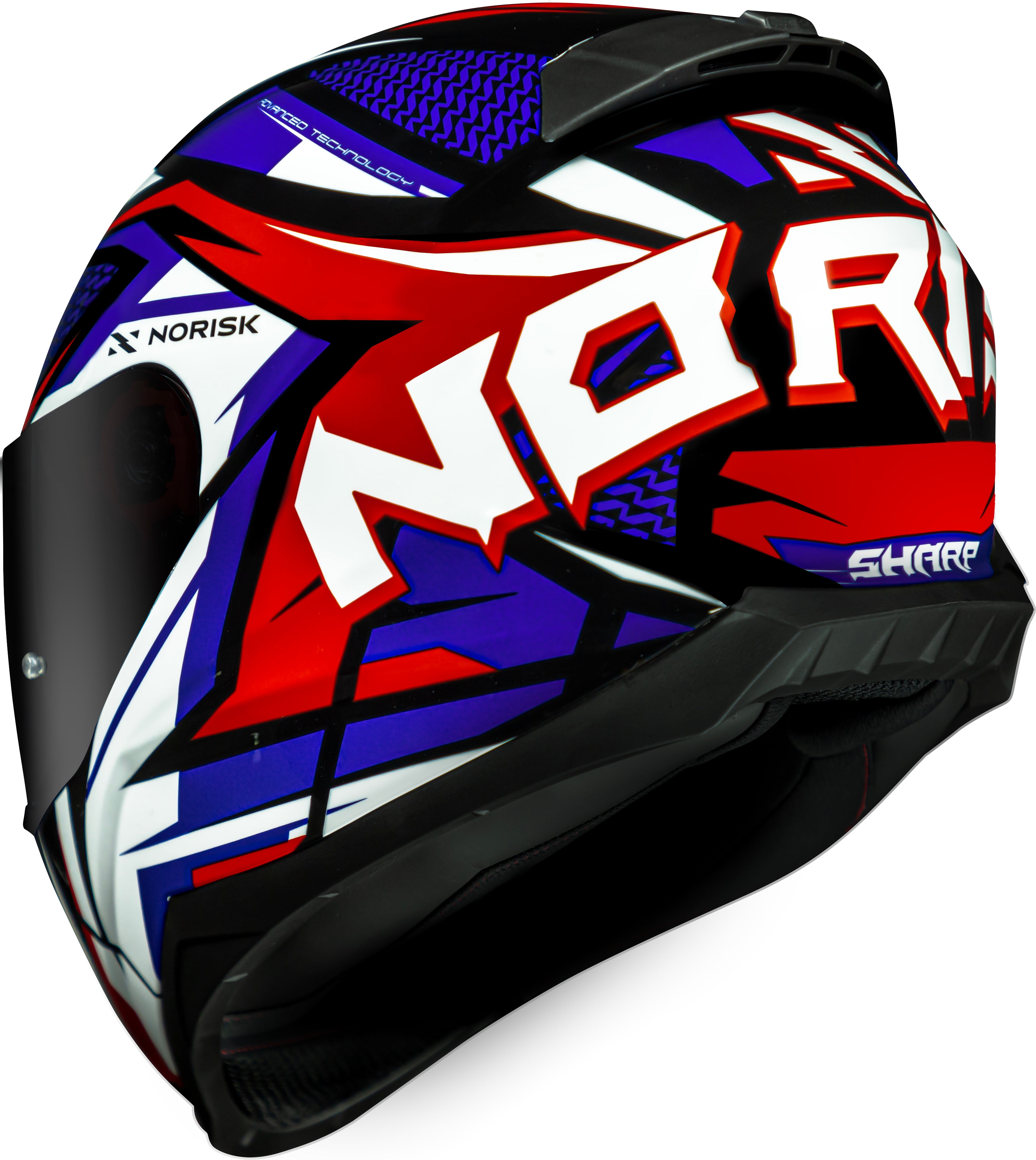 Capacete Norisk Razor Sharp Azul Branco Vermelho