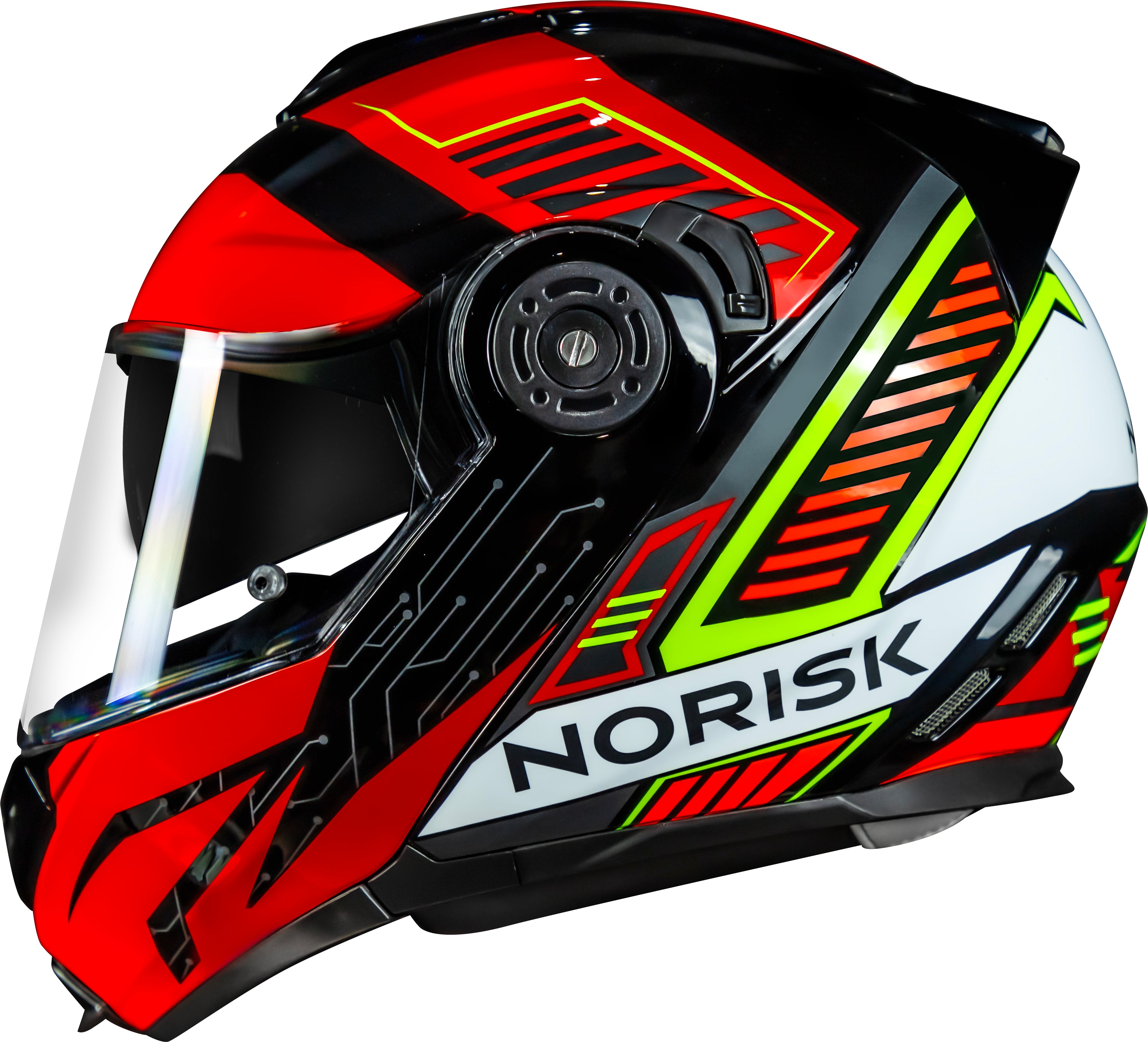 Capacete Norisk Route Charge Preto Vermelho Amarelo