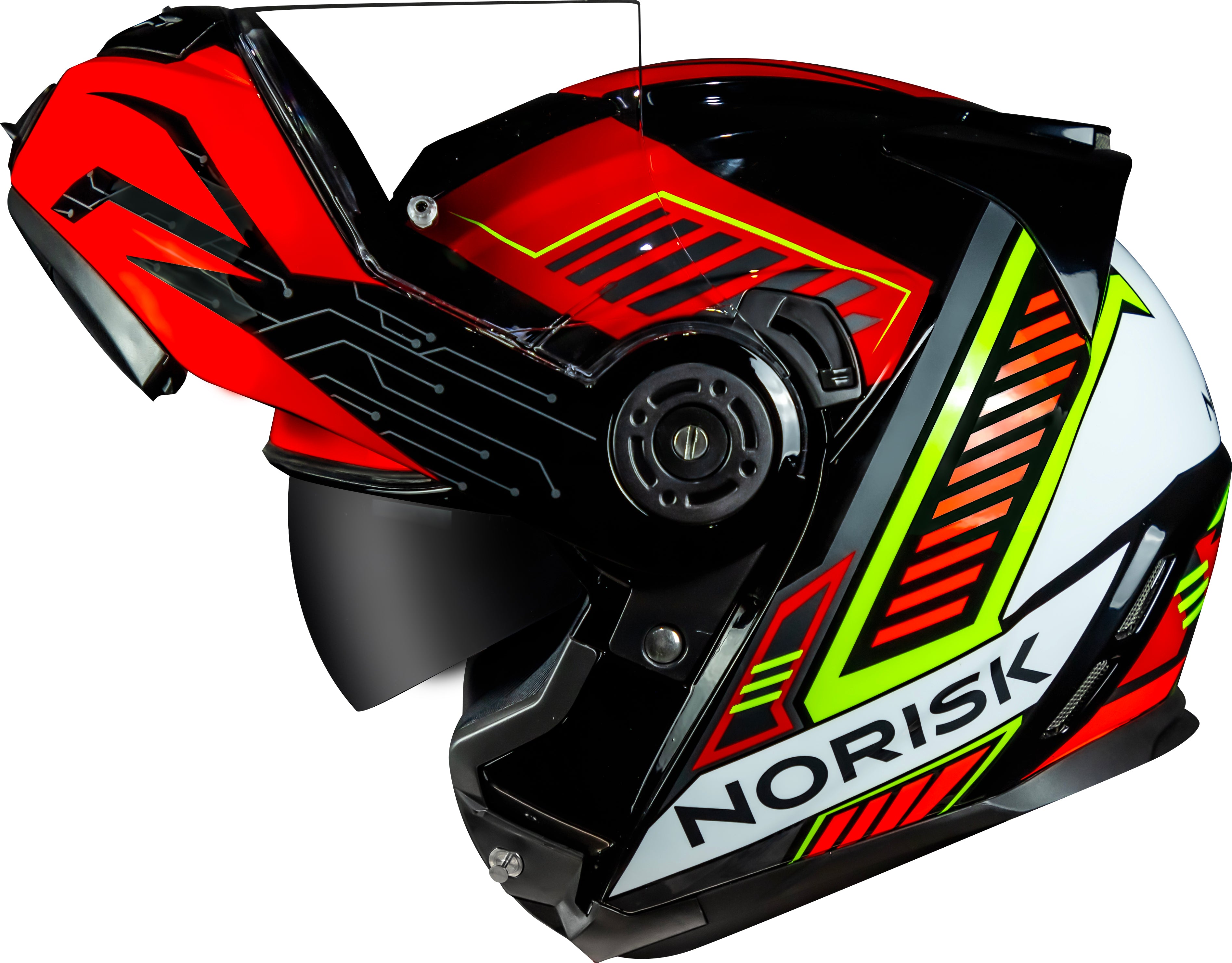 Capacete Norisk Route Charge Preto Vermelho Amarelo