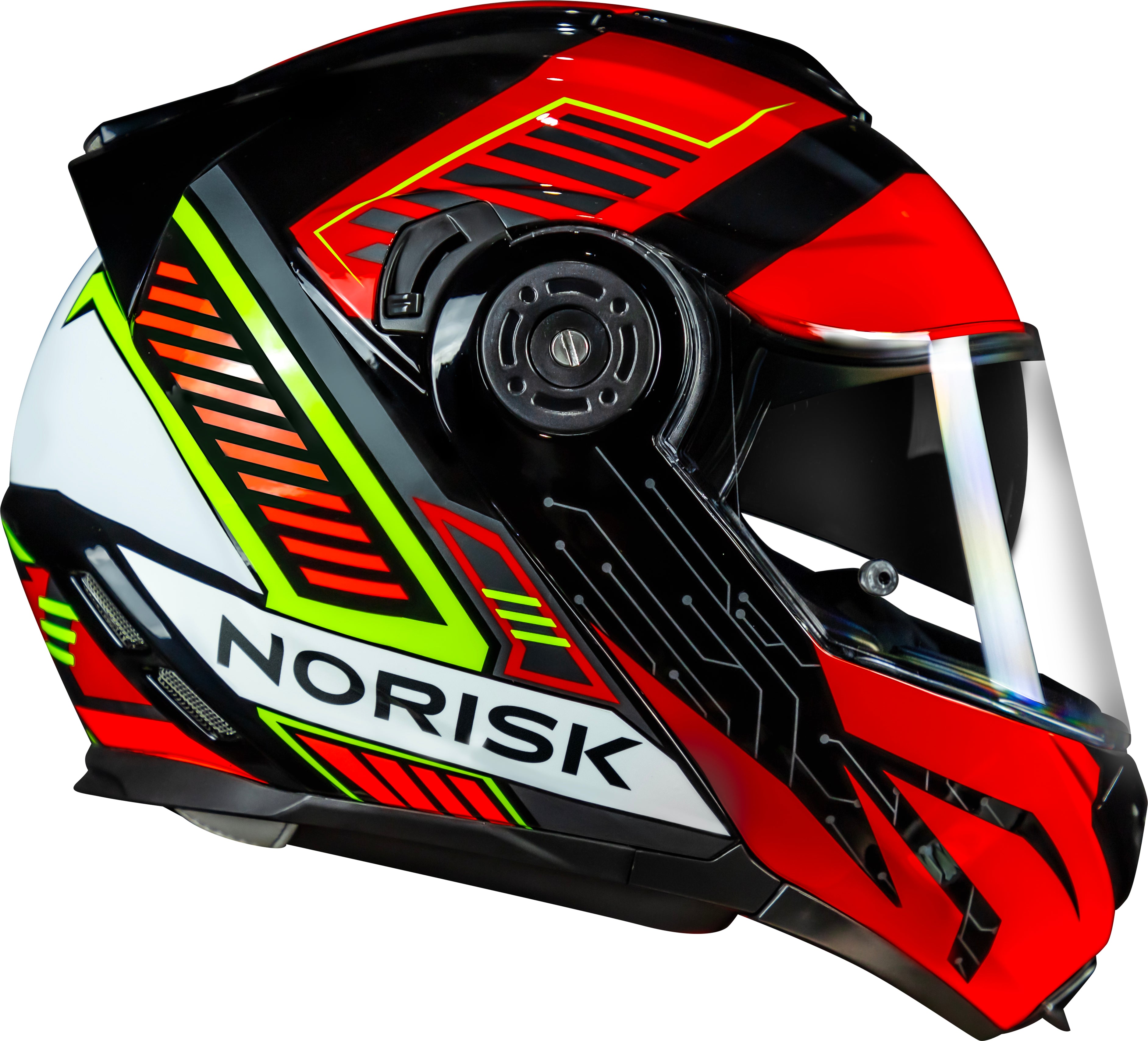 Capacete Norisk Route Charge Preto Vermelho Amarelo