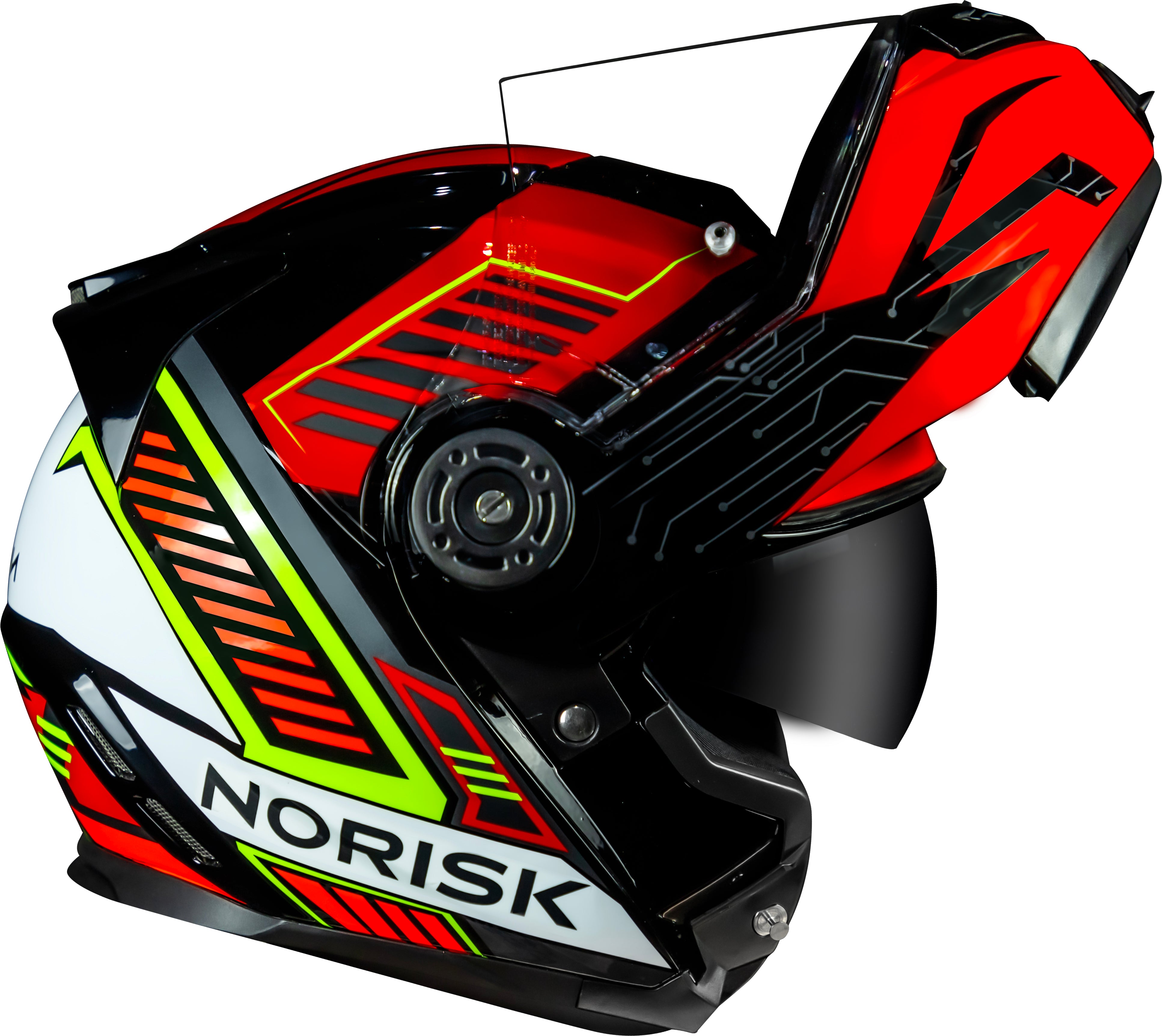 Capacete Norisk Route Charge Preto Vermelho Amarelo