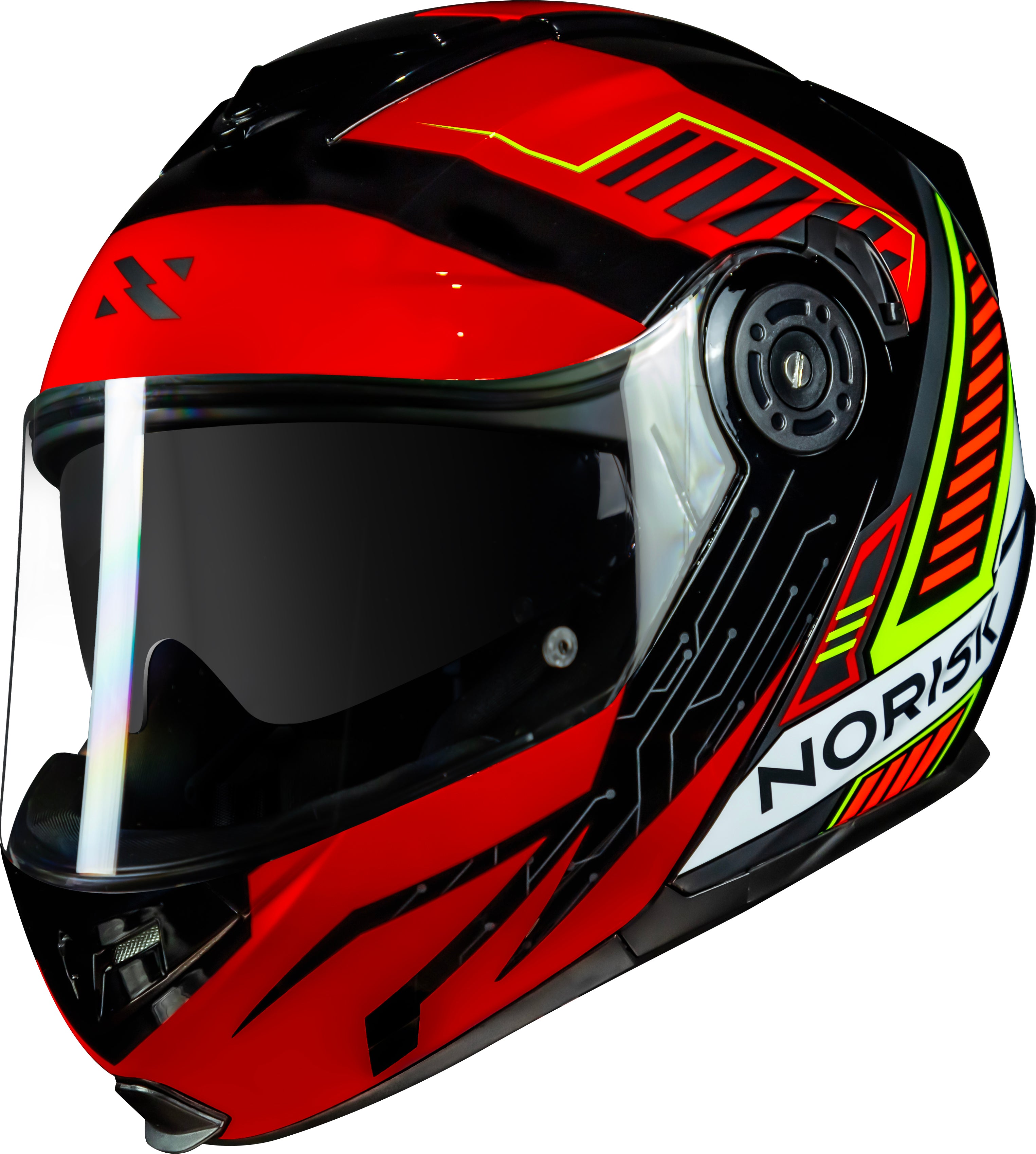 Capacete Norisk Route Charge Preto Vermelho Amarelo