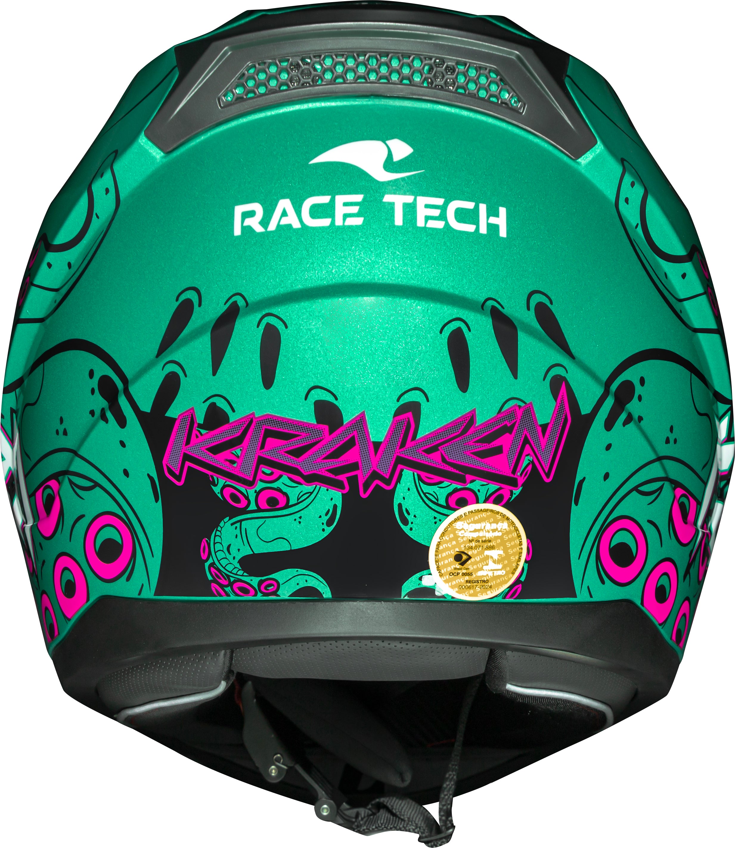 Capacete Race Tech Sector Kraken Verde Rosa