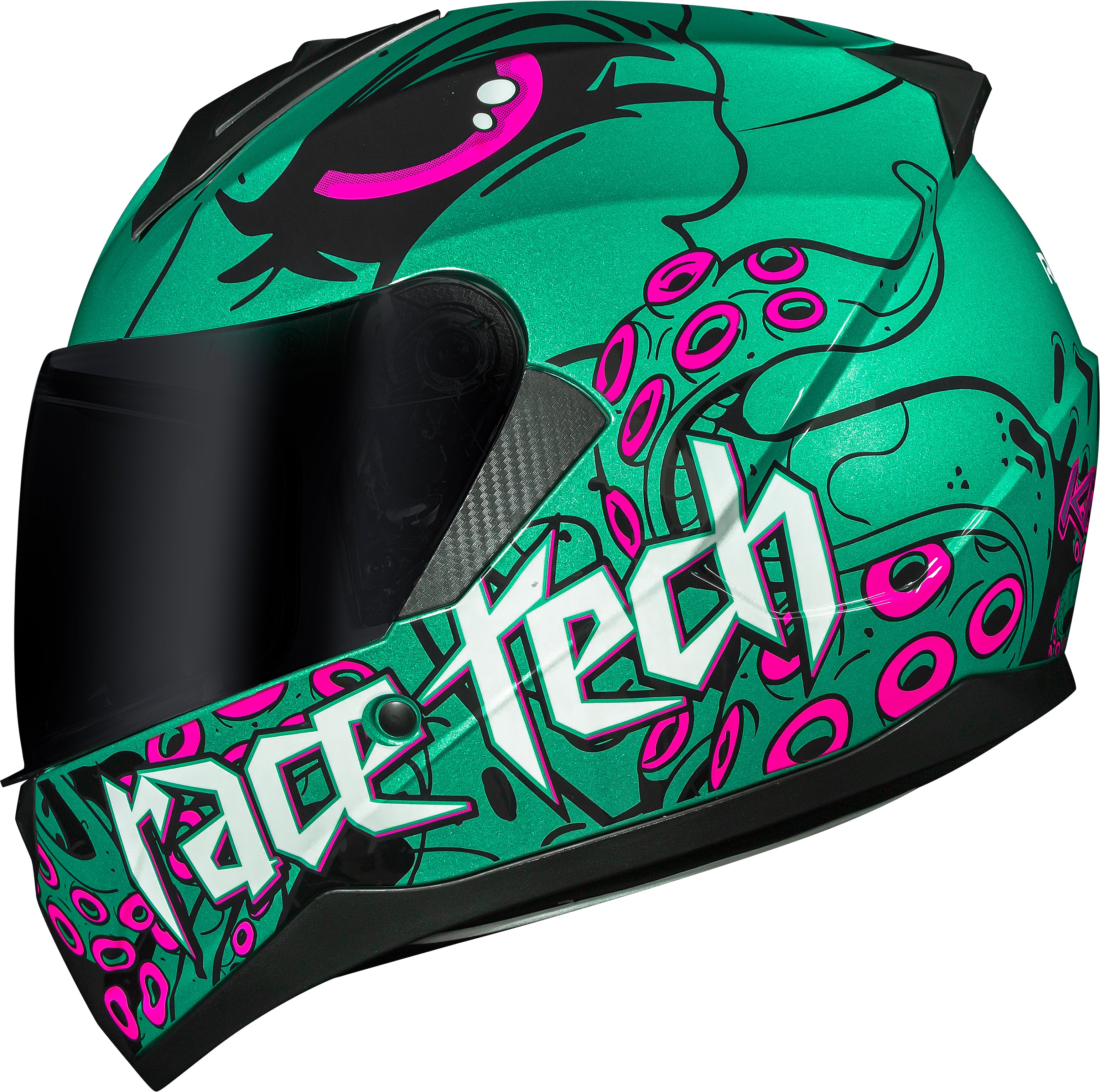 Capacete Race Tech Sector Kraken Verde Rosa