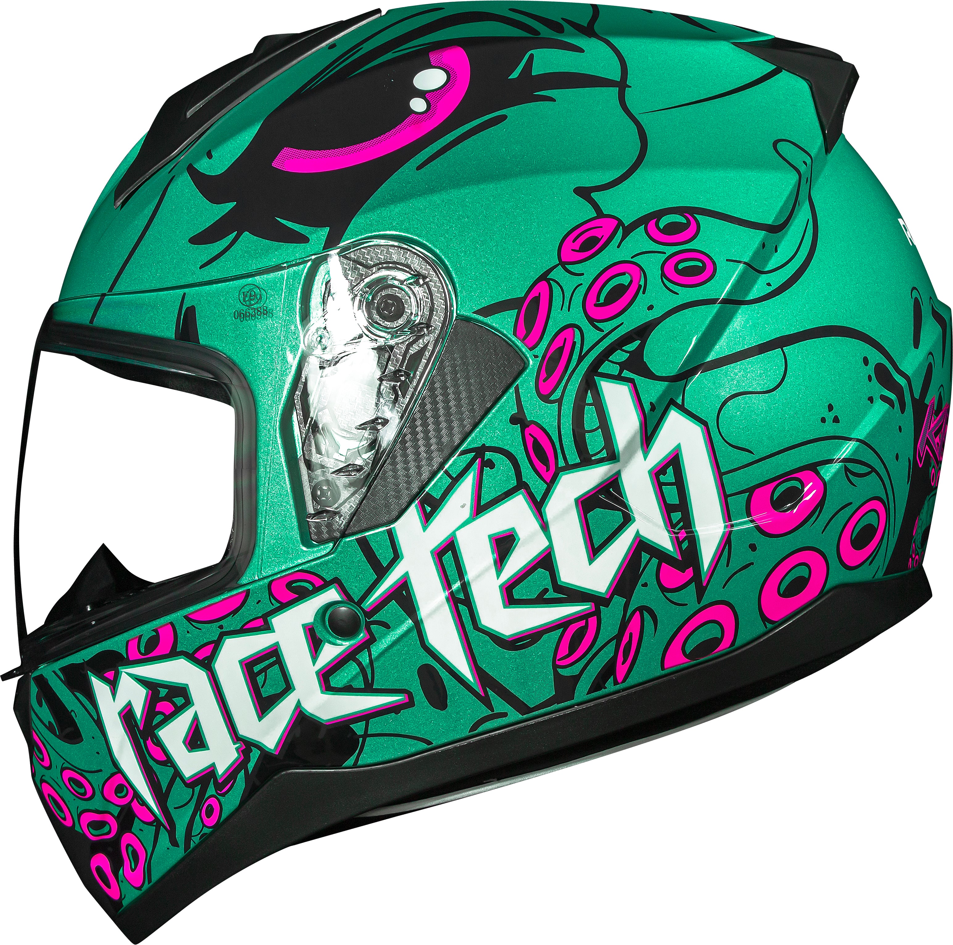 Capacete Race Tech Sector Kraken Verde Rosa