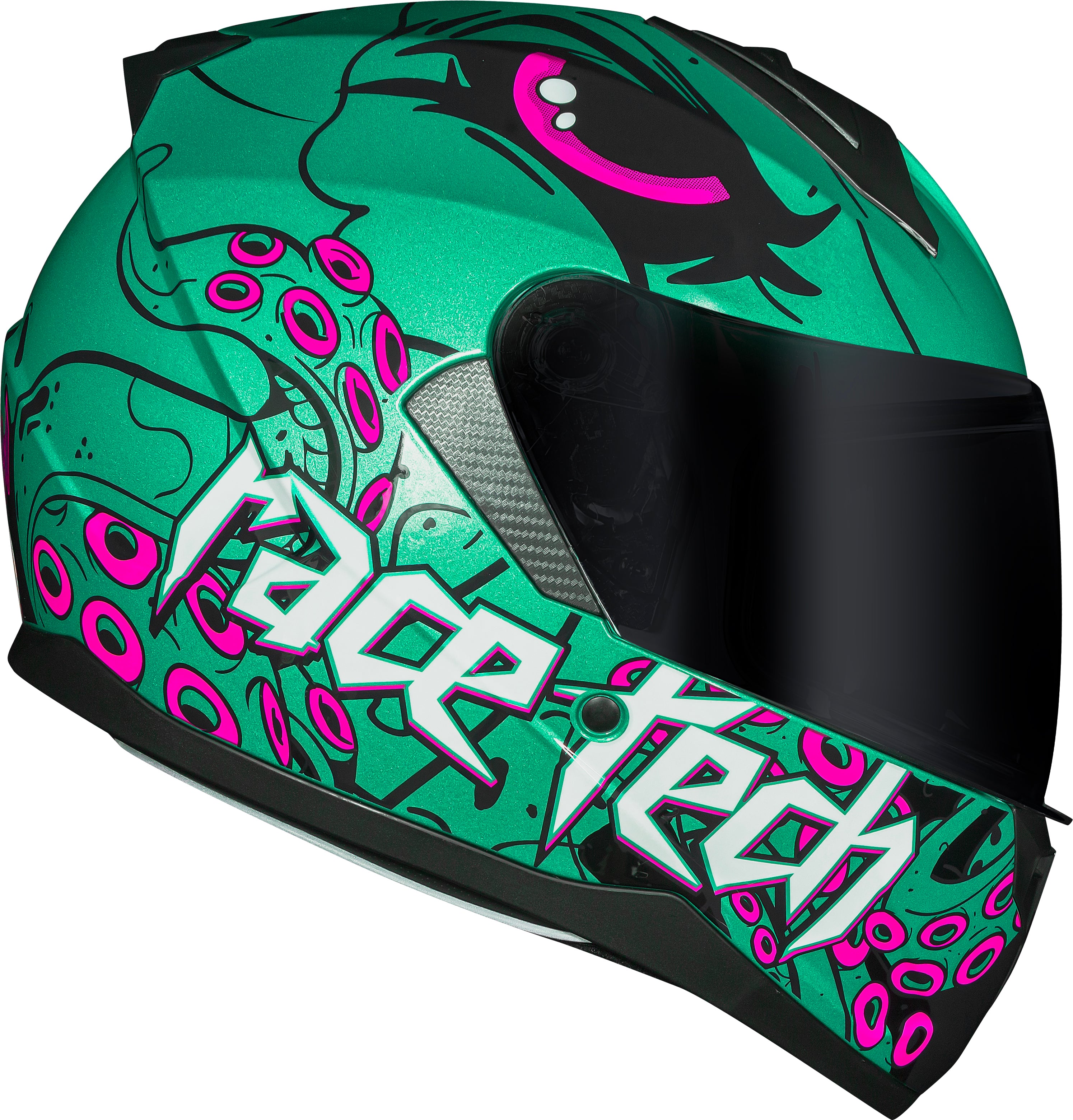 Capacete Race Tech Sector Kraken Verde Rosa