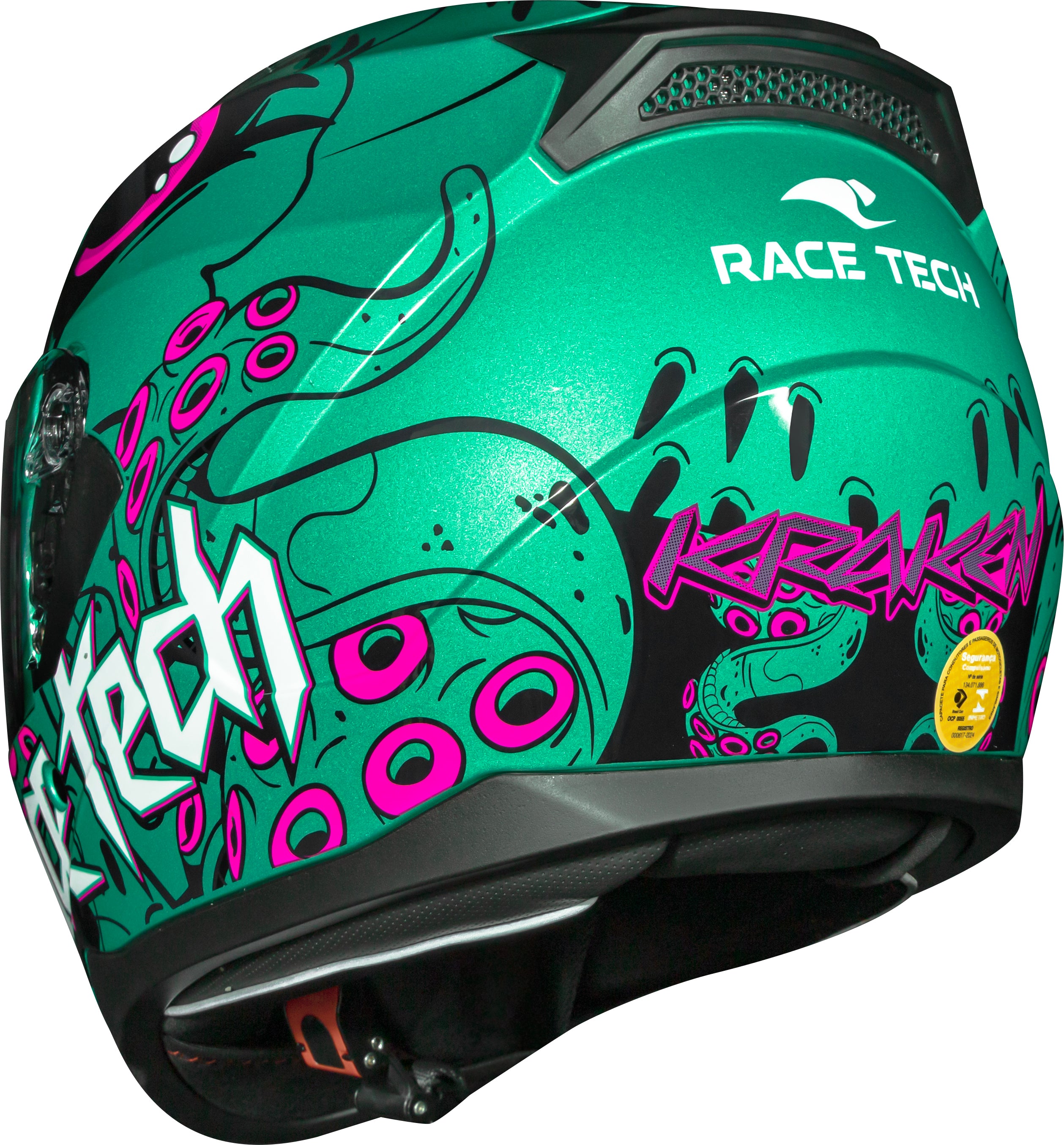 Capacete Race Tech Sector Kraken Verde Rosa