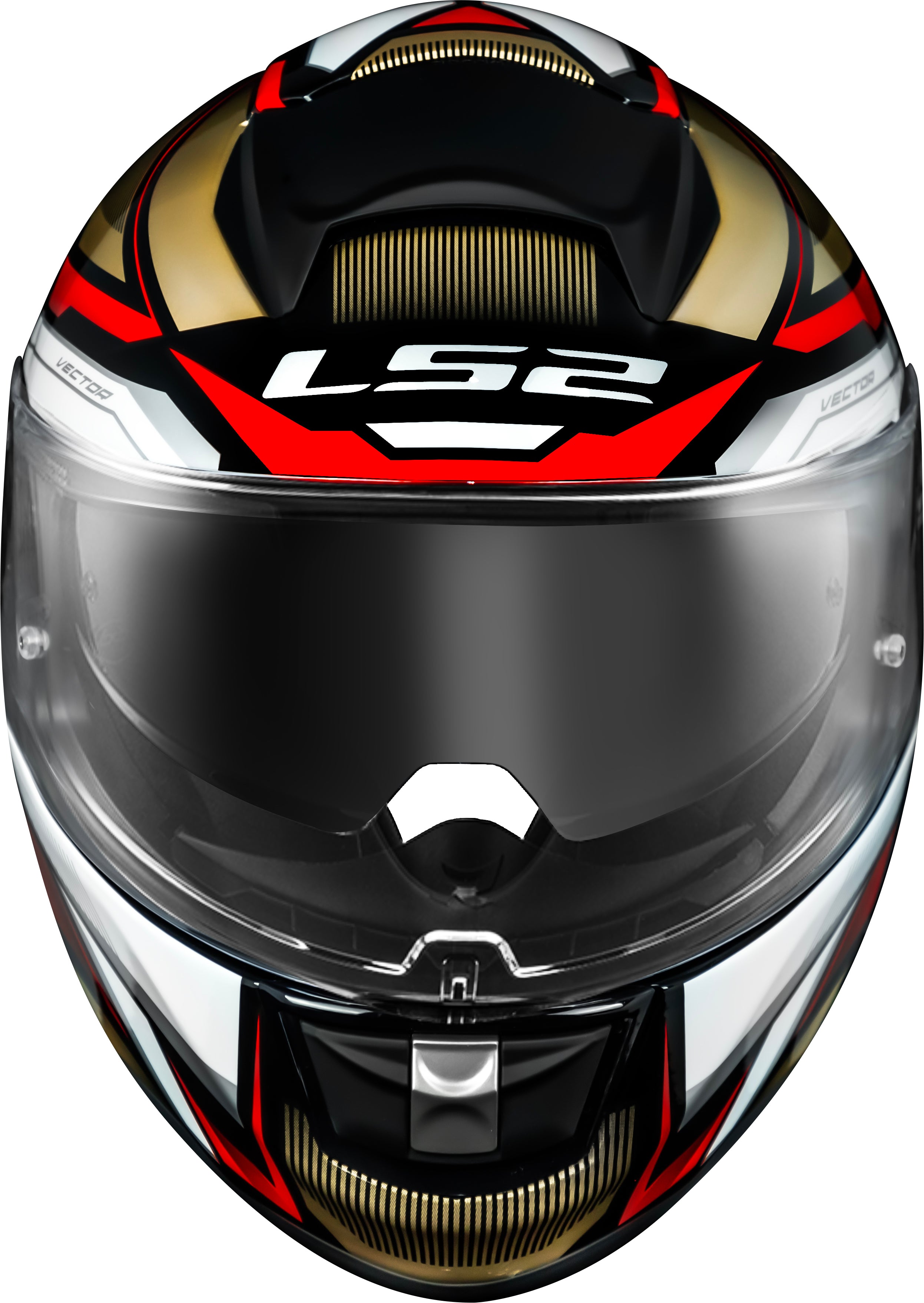 Capacete Ls2 Vector ff397 Rider Prata Dourado Vermelho