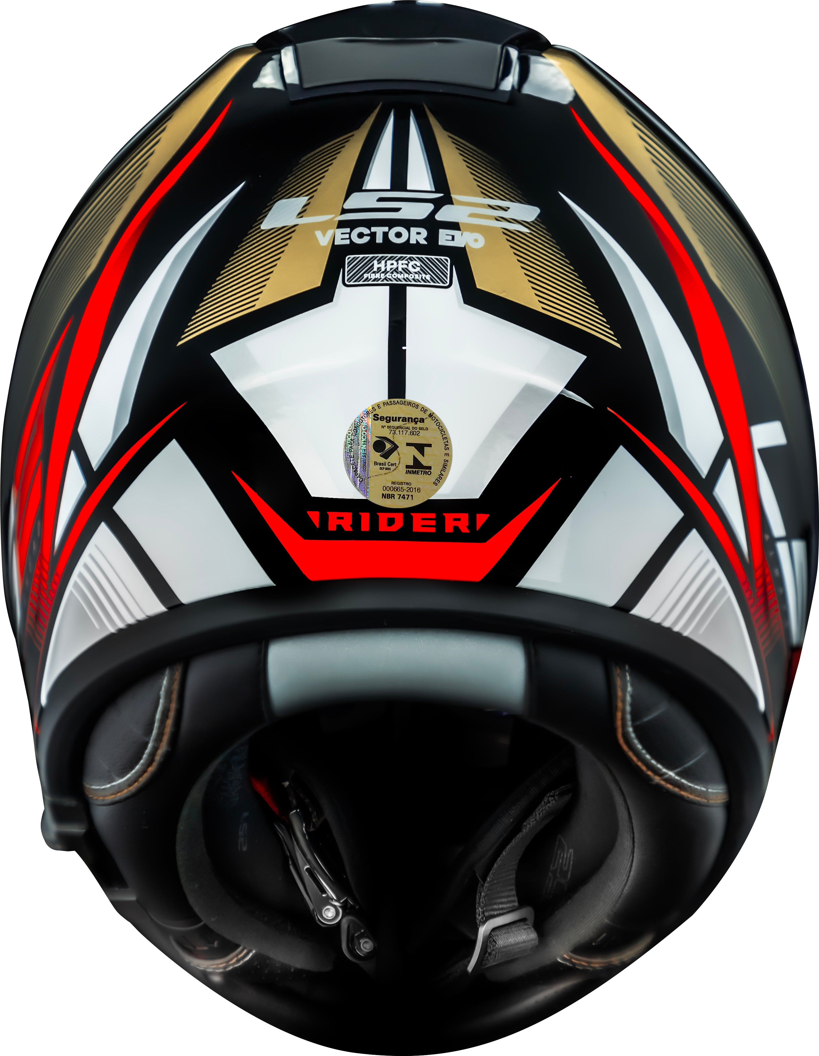 Capacete Ls2 Vector ff397 Rider Prata Dourado Vermelho
