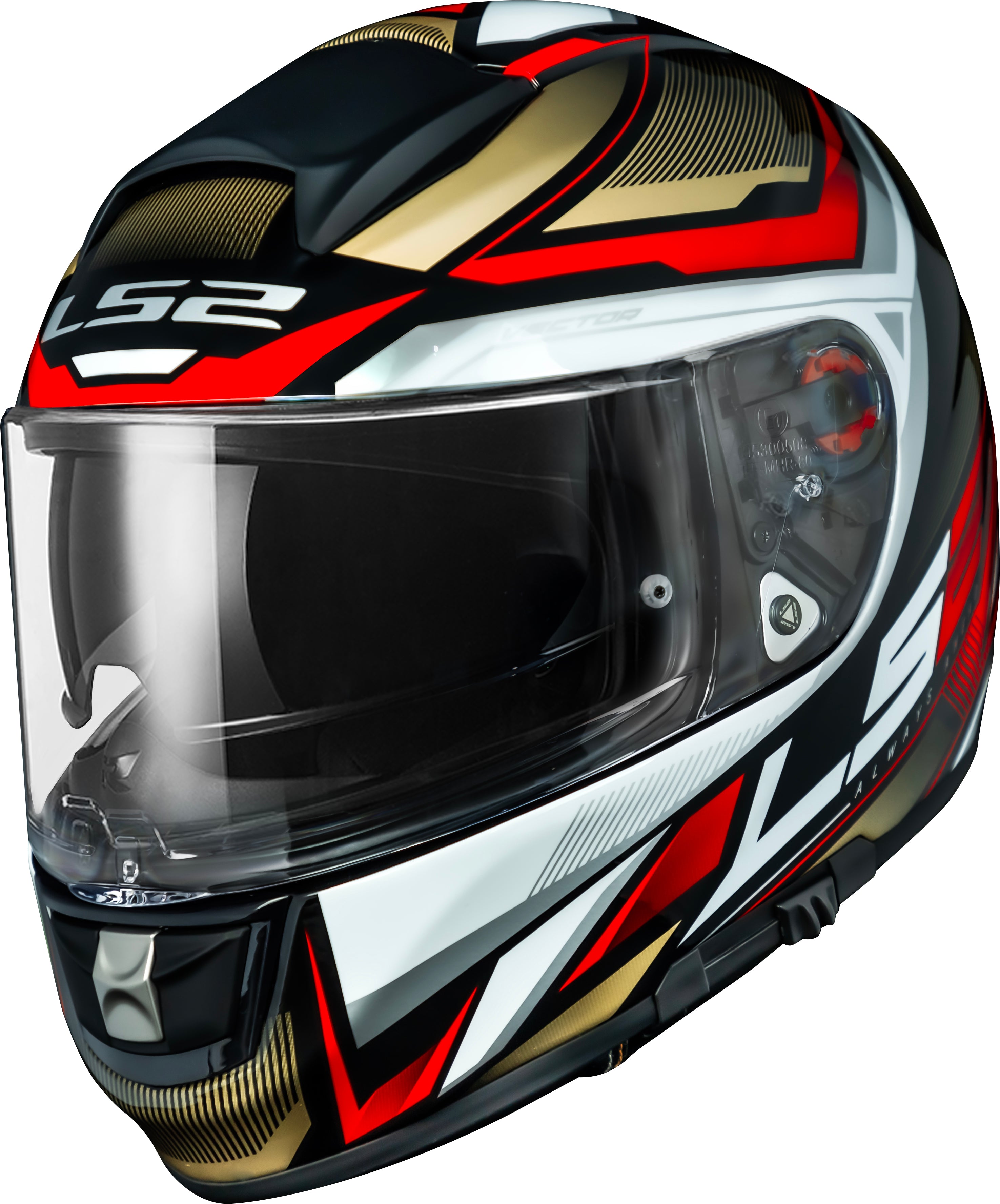 Capacete Ls2 Vector ff397 Rider Prata Dourado Vermelho