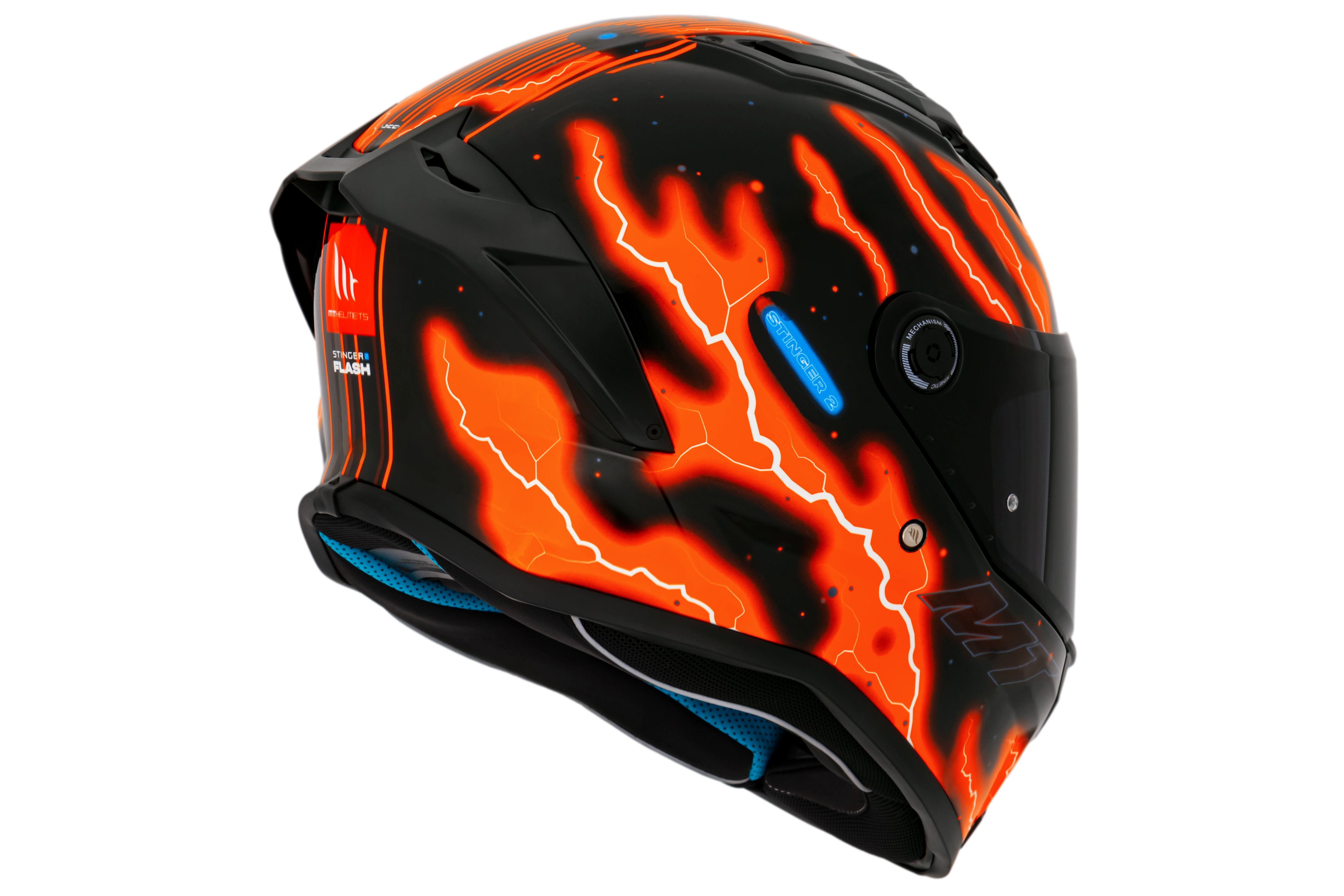 Capacete Mt Helmets Stinger 2 Flash A4 Preto Laranja Brilho