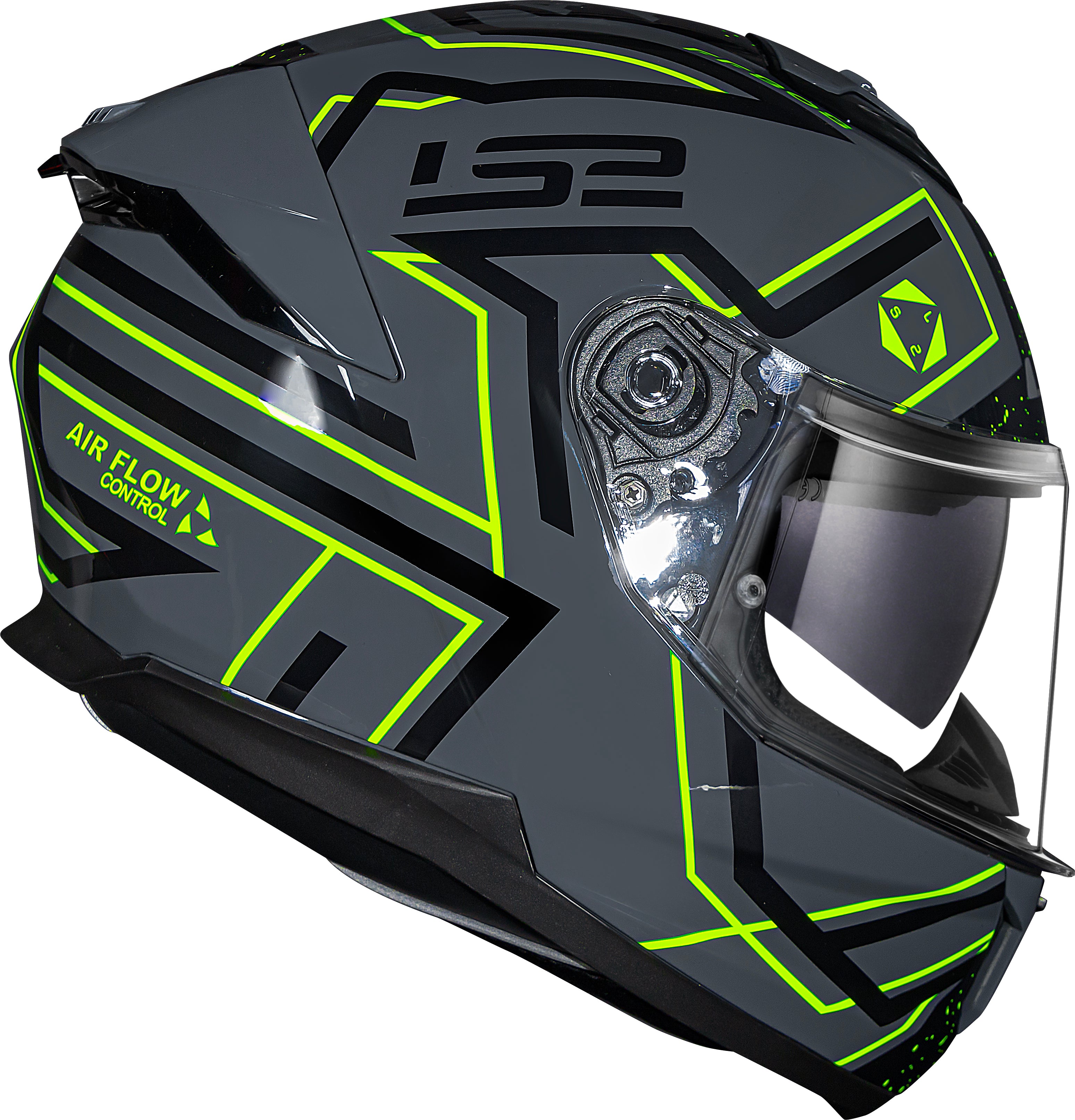 Capacete Ls2 Stream II ff808 Maze Brilho Cinza Preto