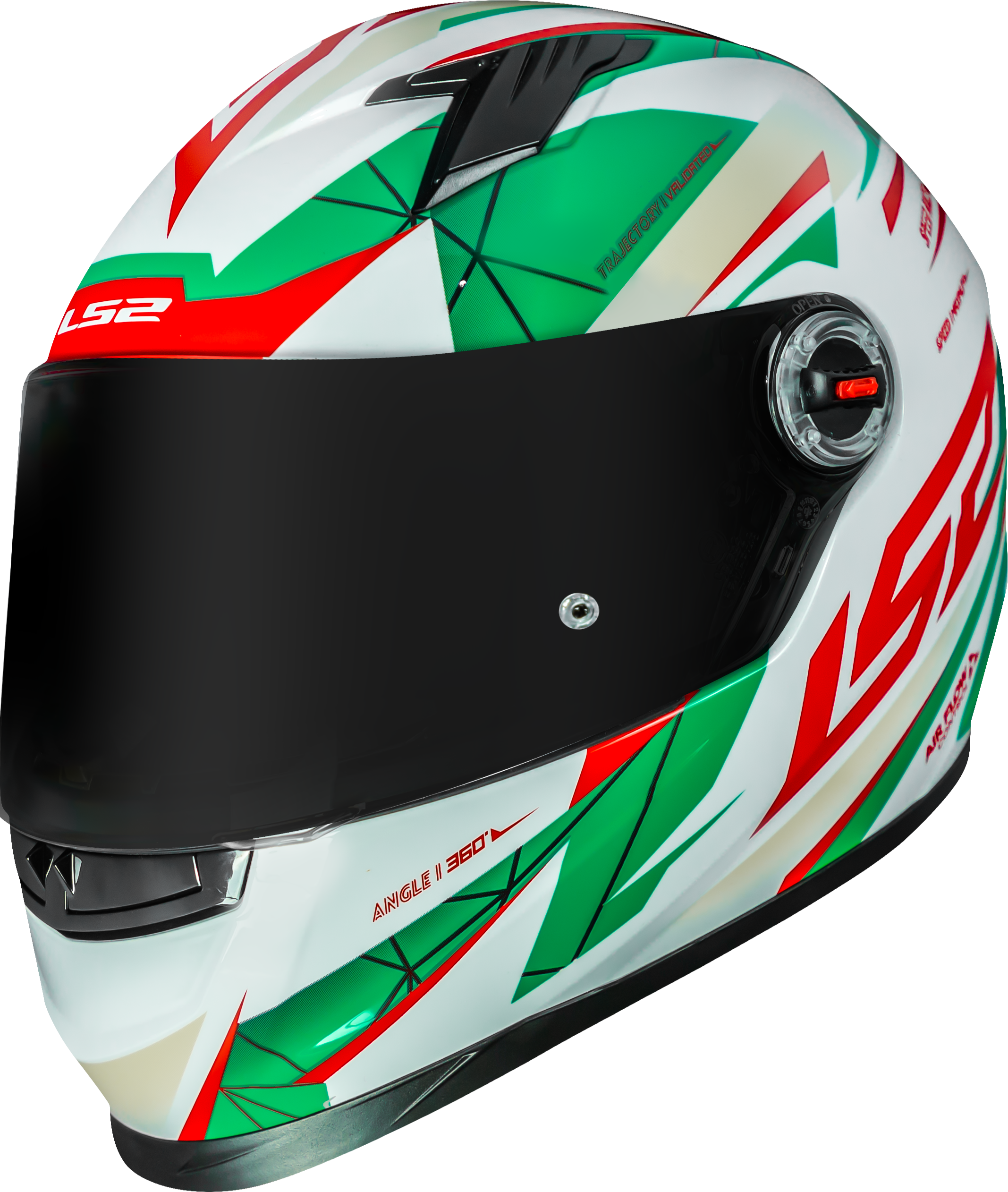 Capacete Ls2 Ff358 Classic Draze Branco Verde Vermelho