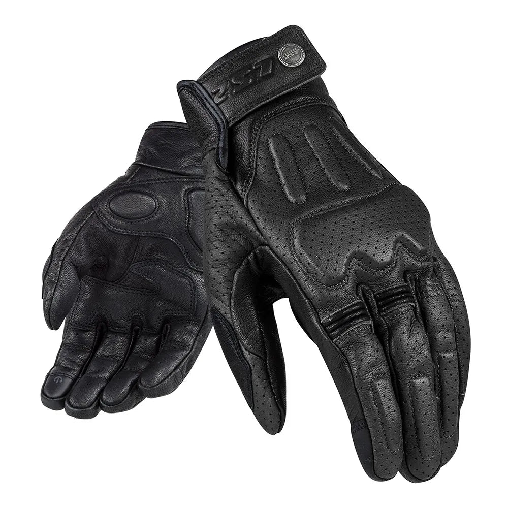 LUVA LS2 RUST PRETO BLACK COURO MASCULINO